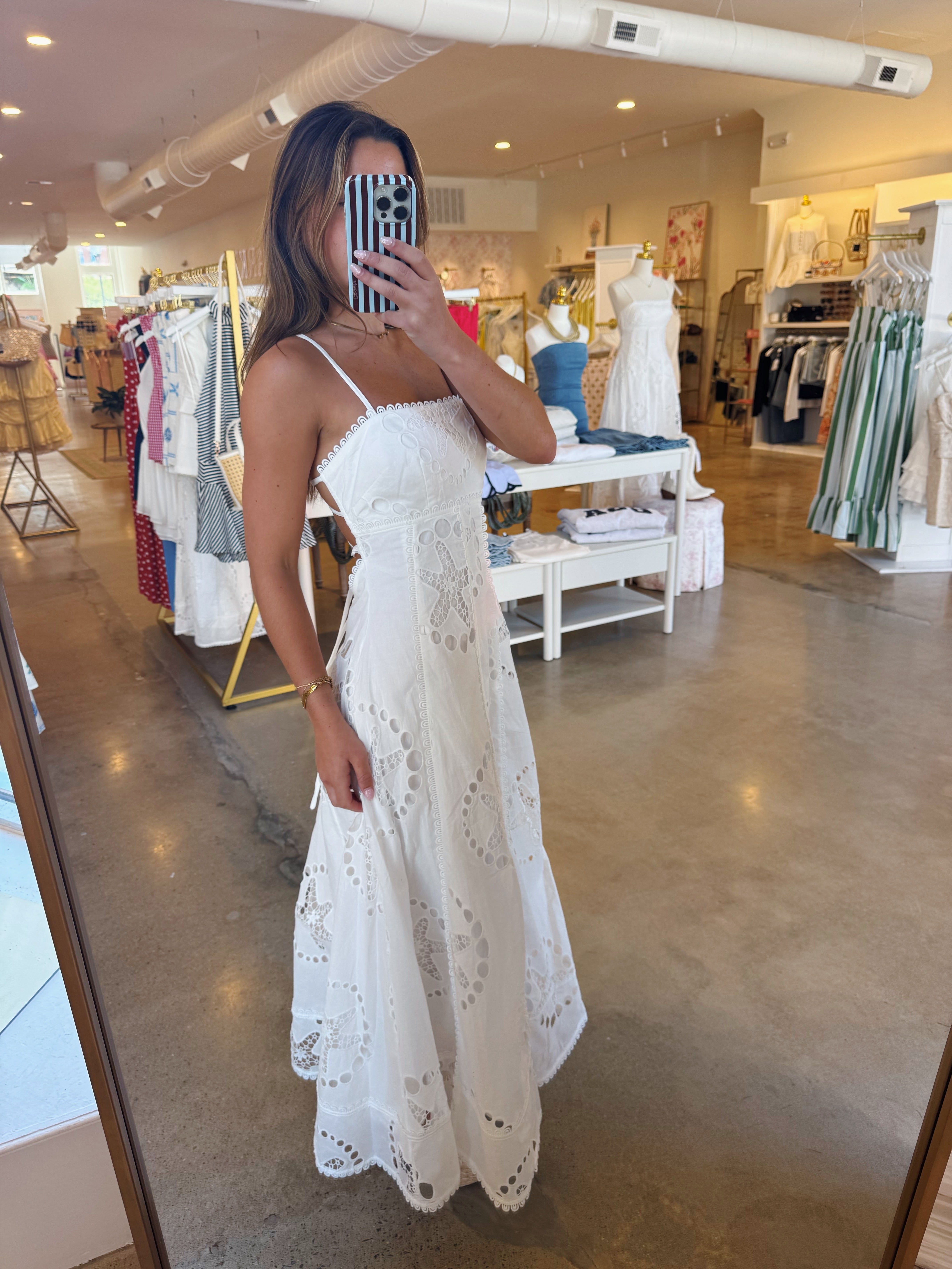 Frannie Eyelet Maxi Dress - White