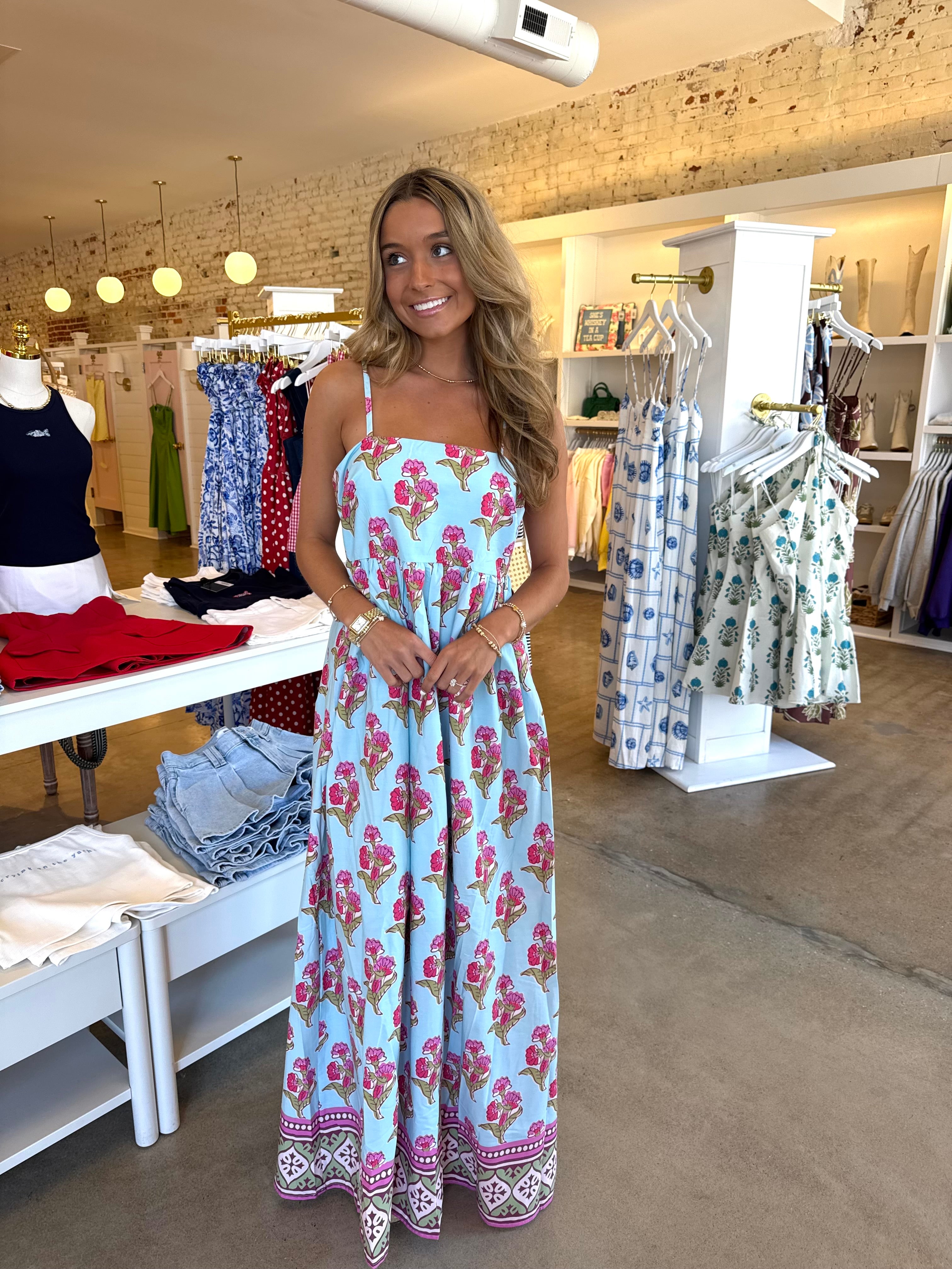 Teagan Maxi Dress - Blue Floral