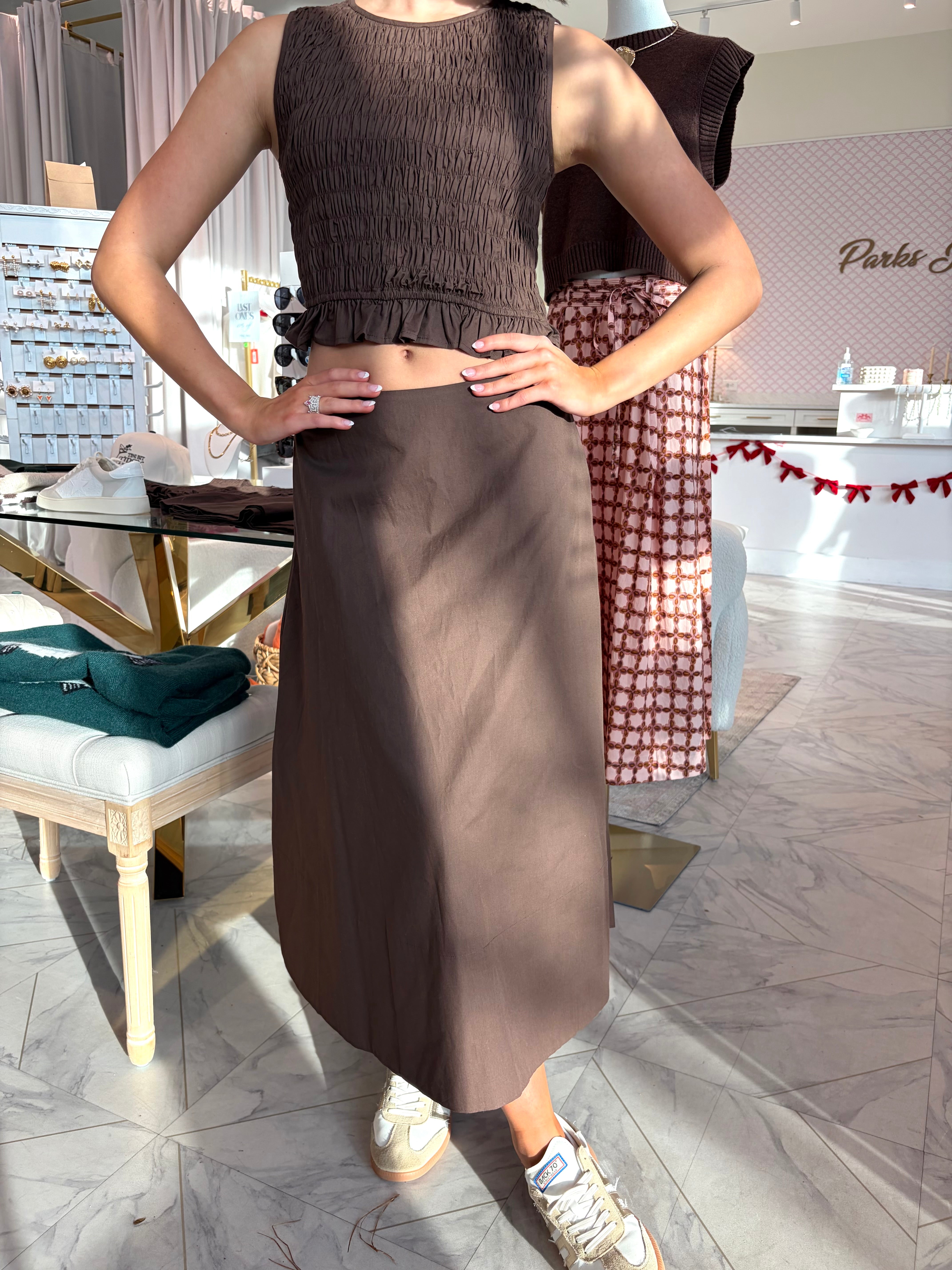 Mia Maxi Skirt - Brown