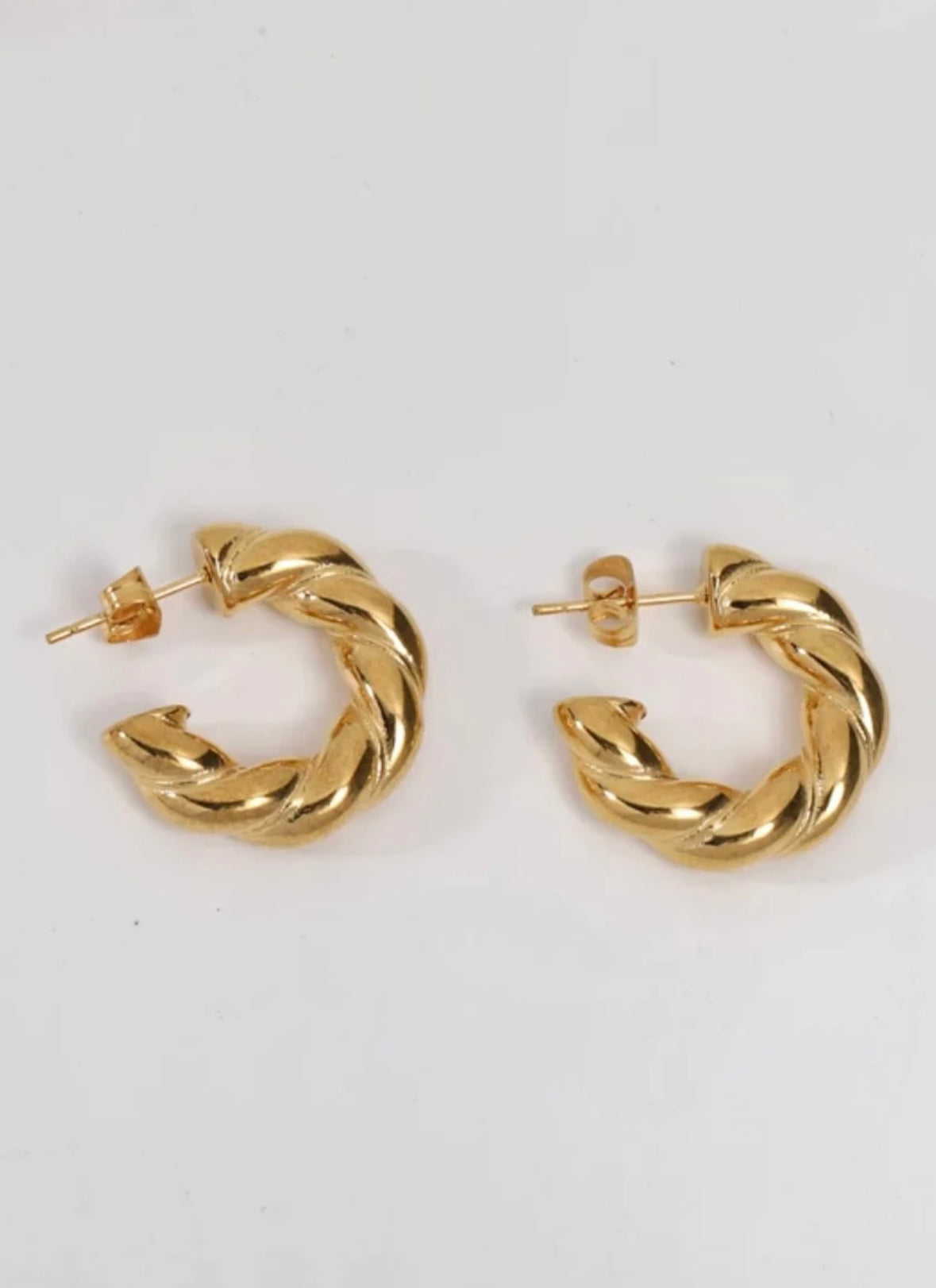Gold Twist Hoops - Water Resistant