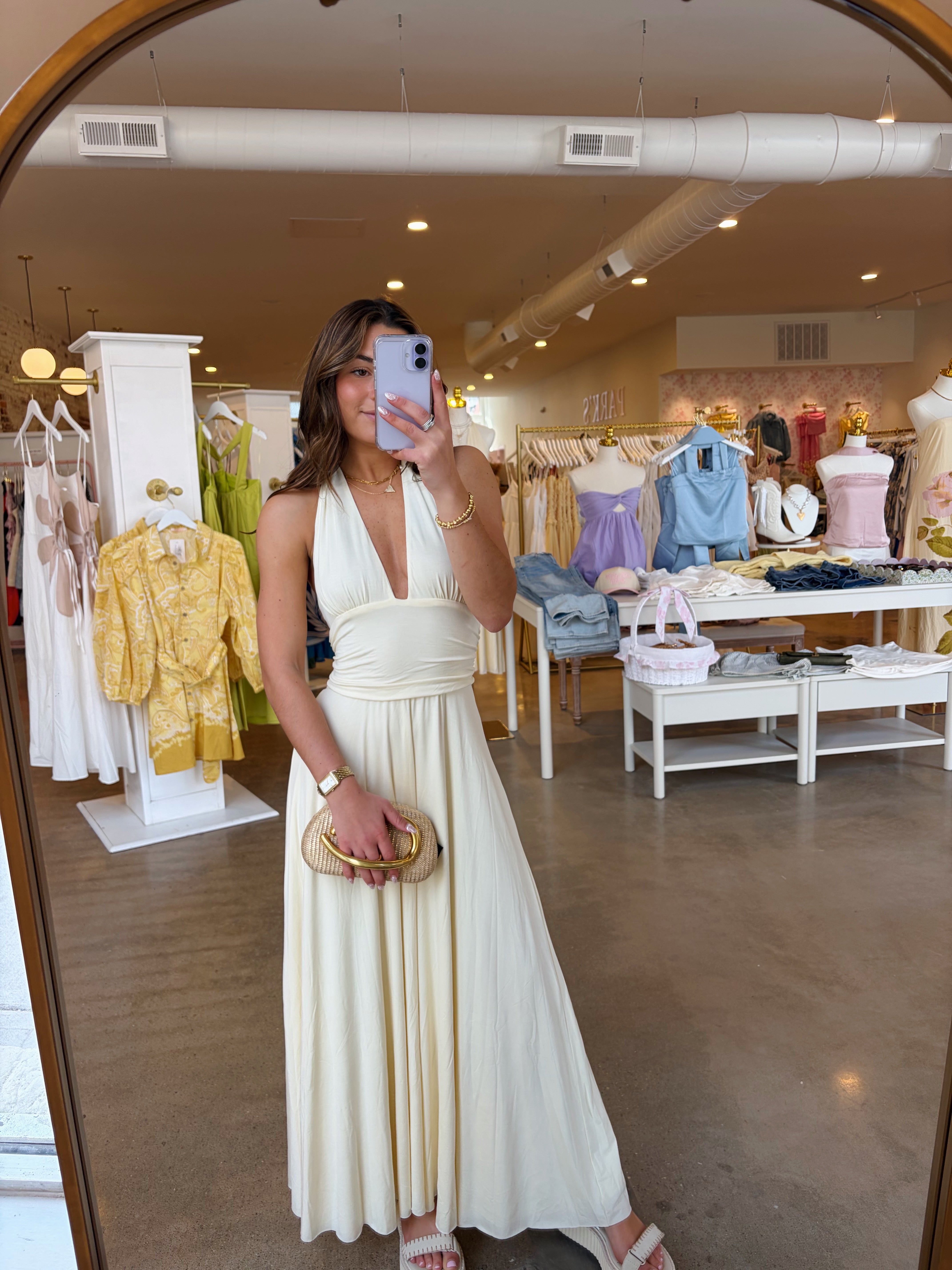 Balenda Halter Maxi Dess - Cream