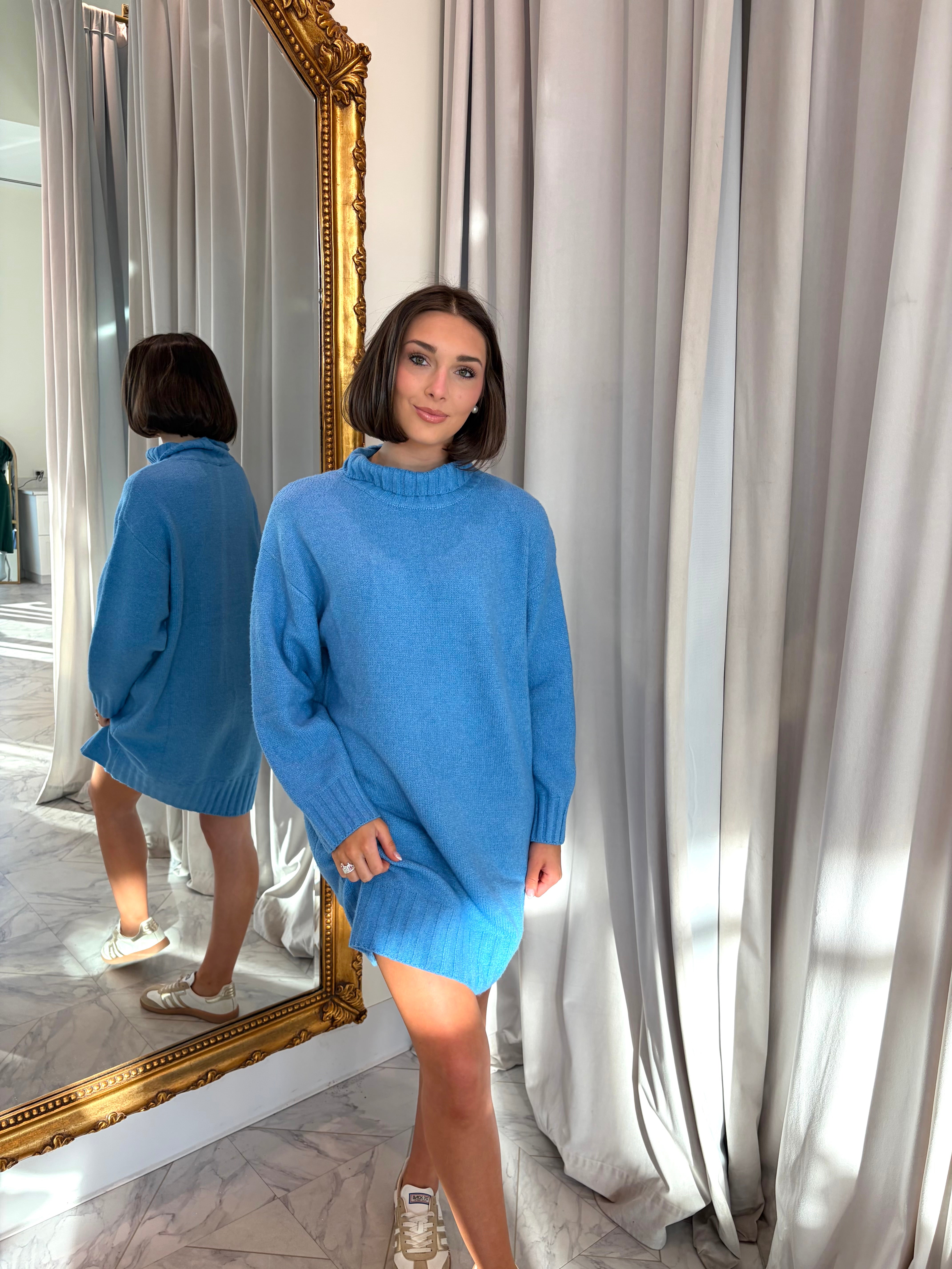 Feel The Rhythm Sweater Dress - Blue