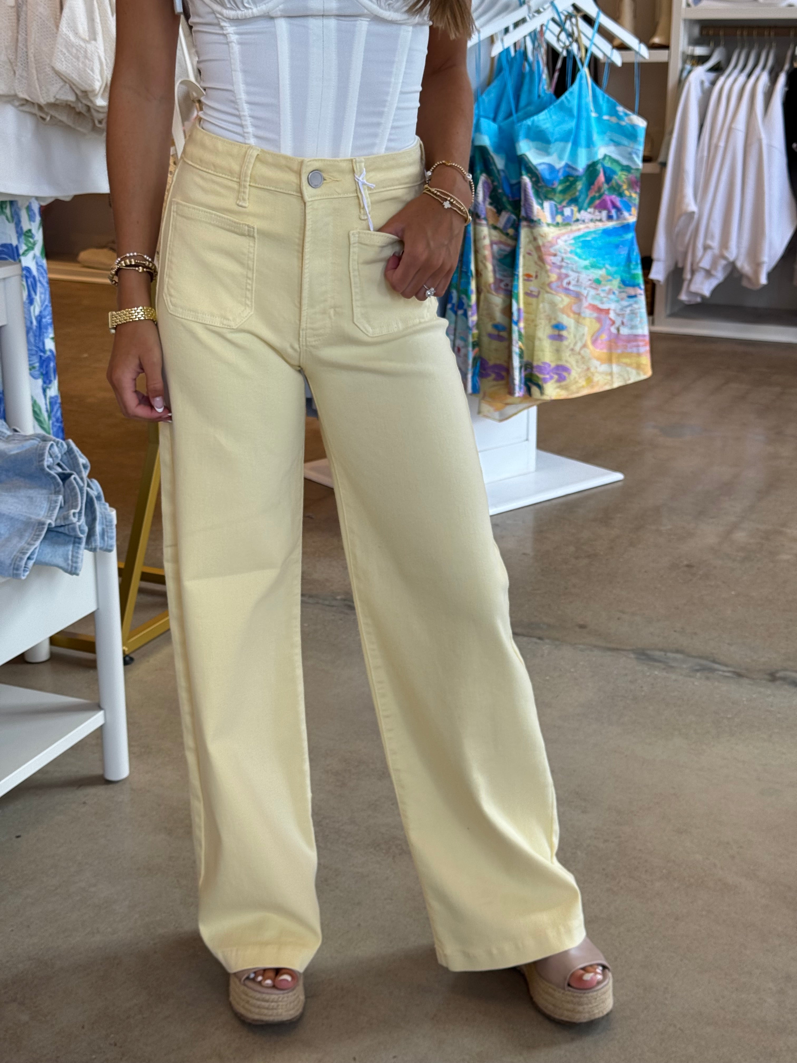 Sunshine Patch Pocket Wide Leg Denim