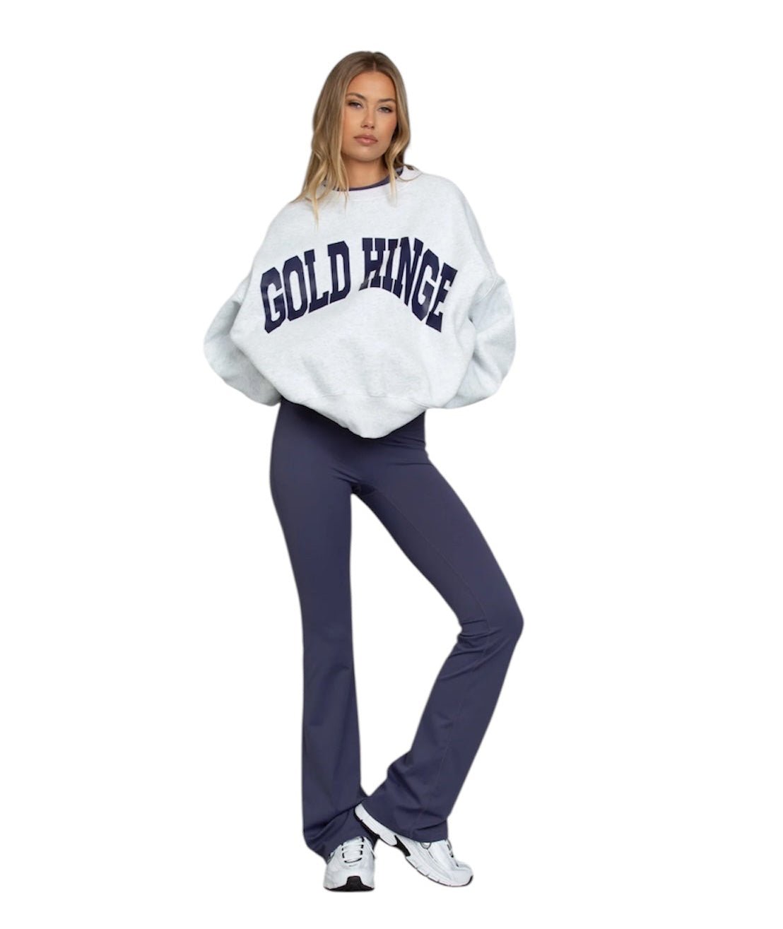 Gold Hinge Essential Foldover Flare Pants - Pale Indigo