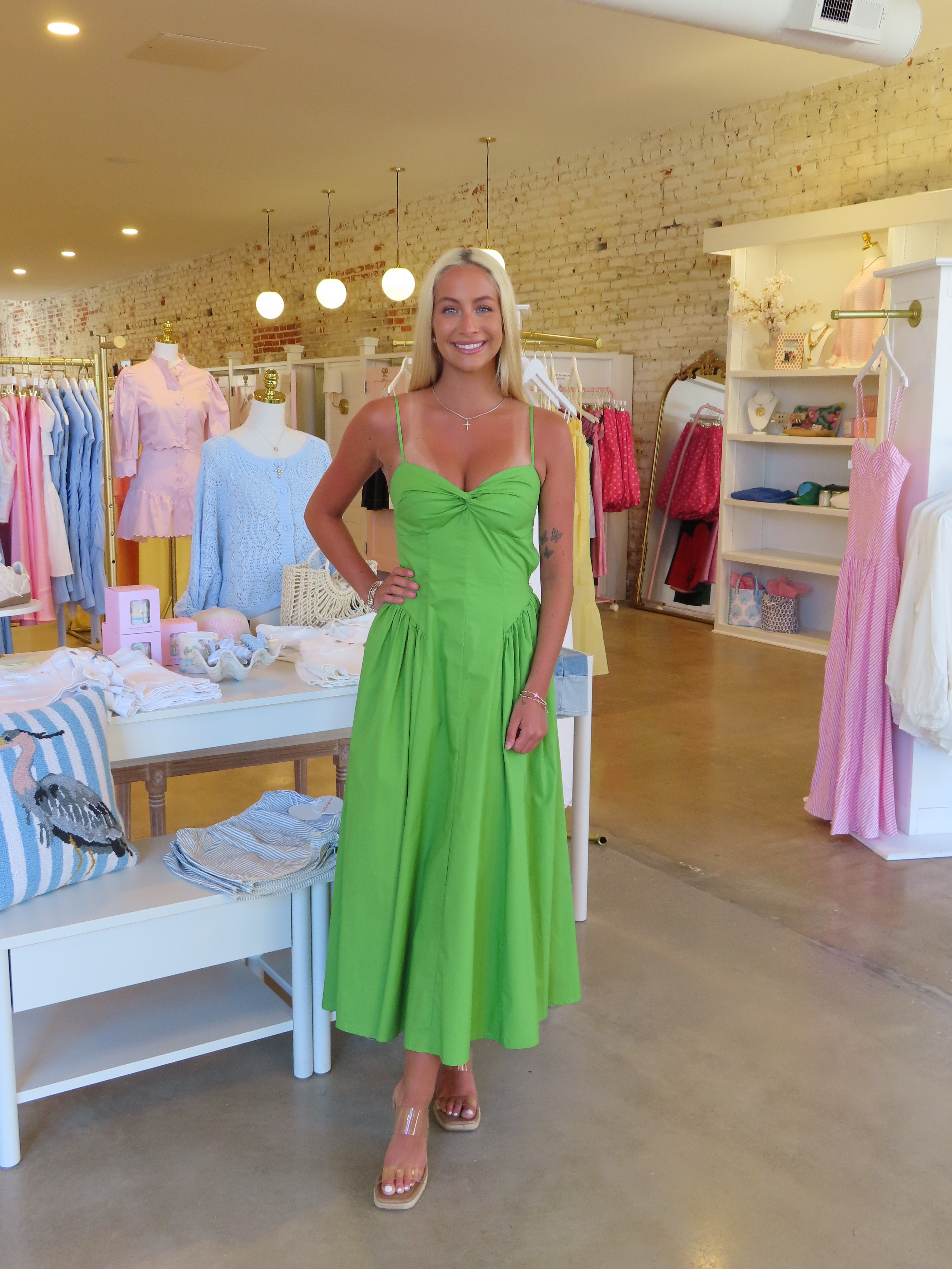 Destene Midi Dress - Matcha Green