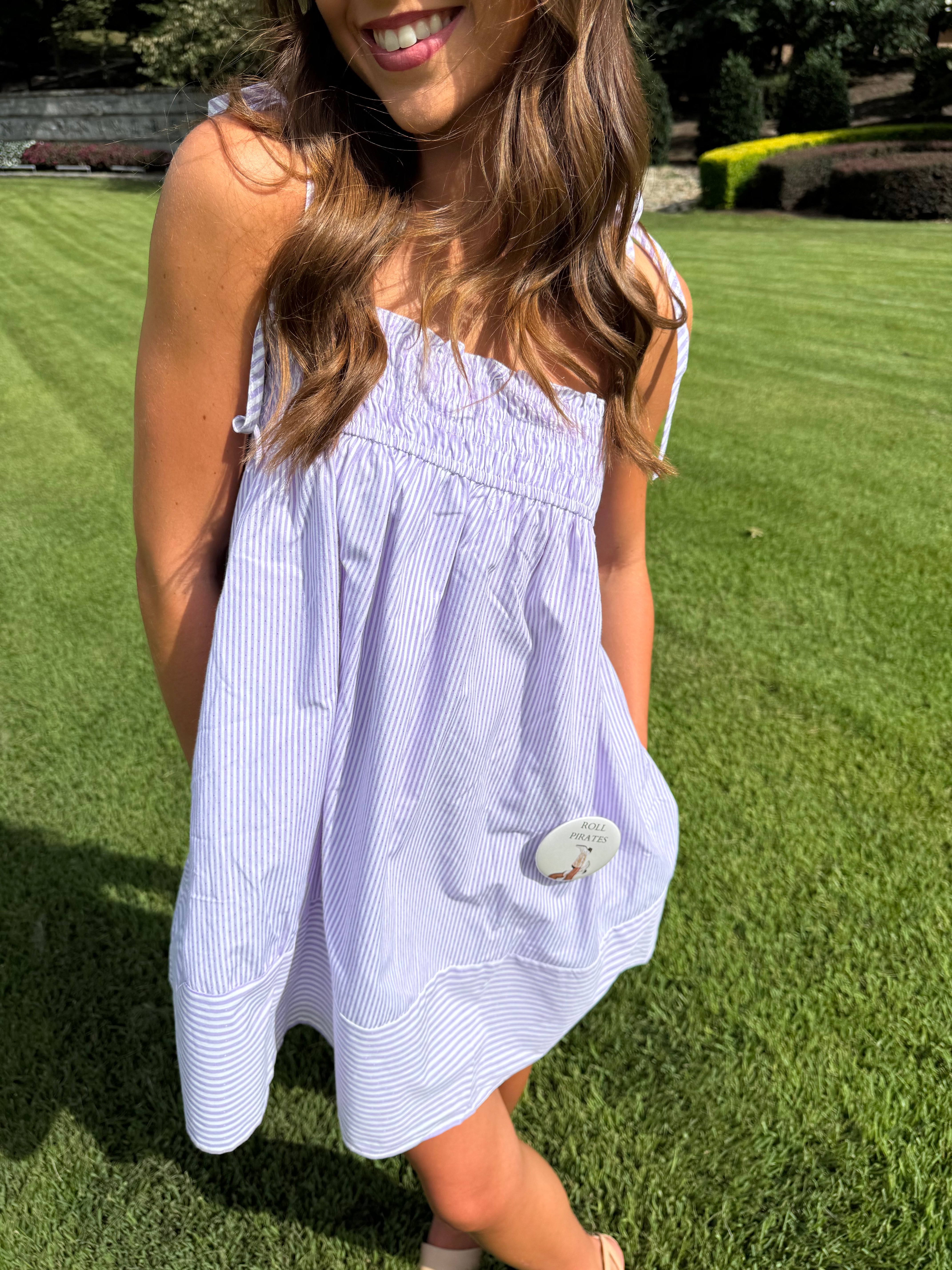 Carolina Girl Mini Dress - Lavender Stripe