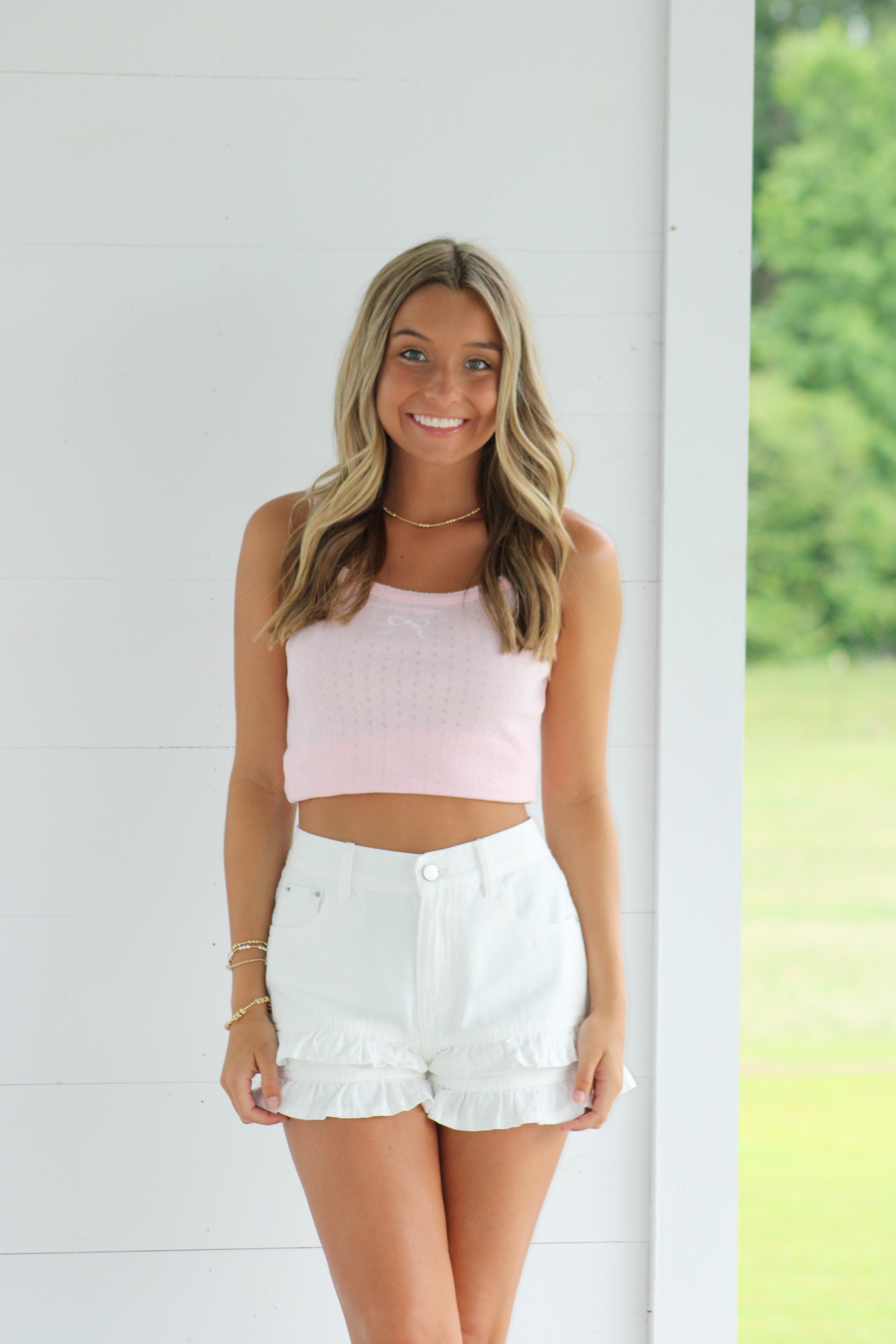 Baby Ribbon Top - Grey & Pink