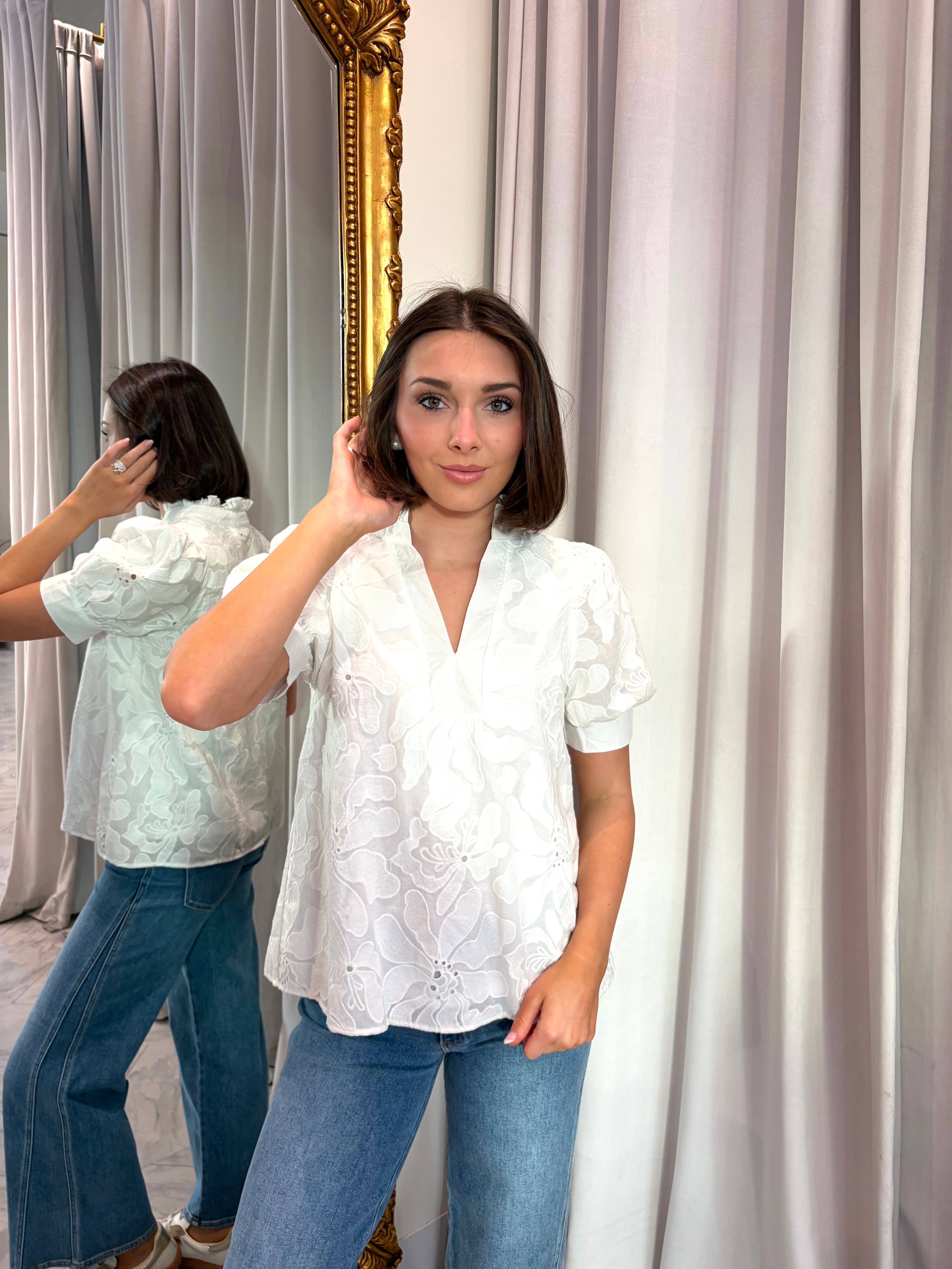 Layne Eyelet Top - White