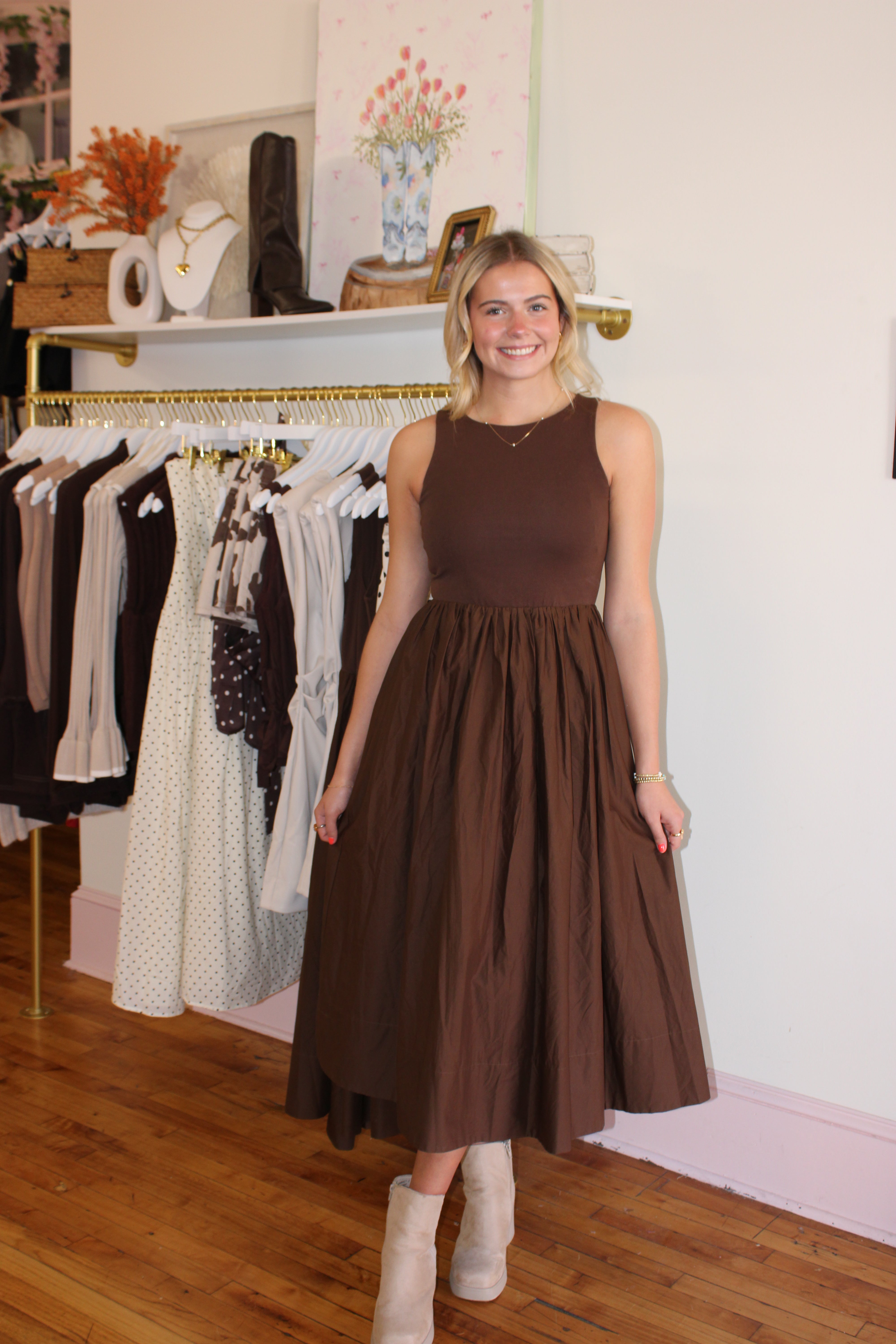 Samantha Midi Dress - Brown