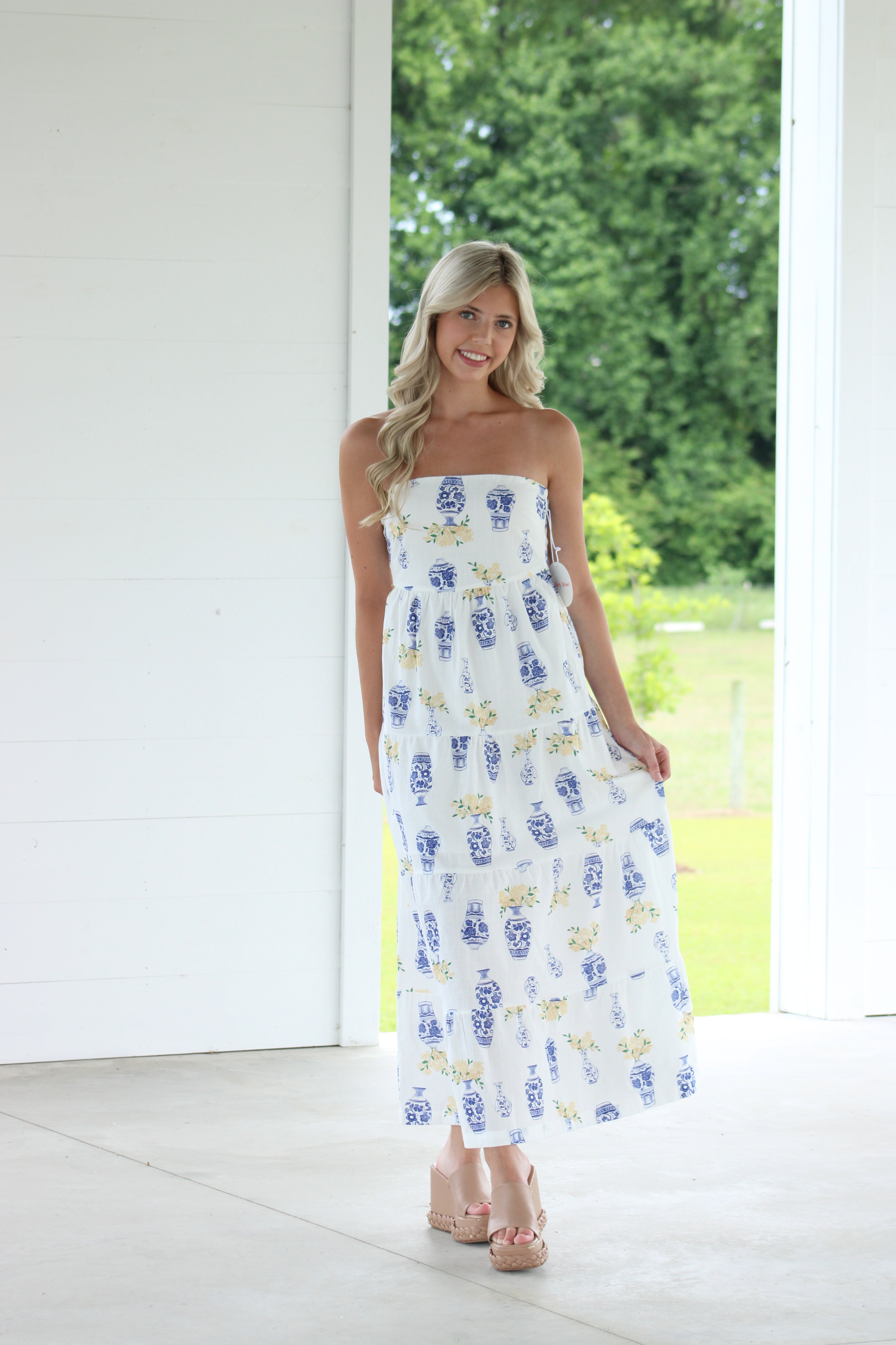 Next To Me Midi Dress - White Multi