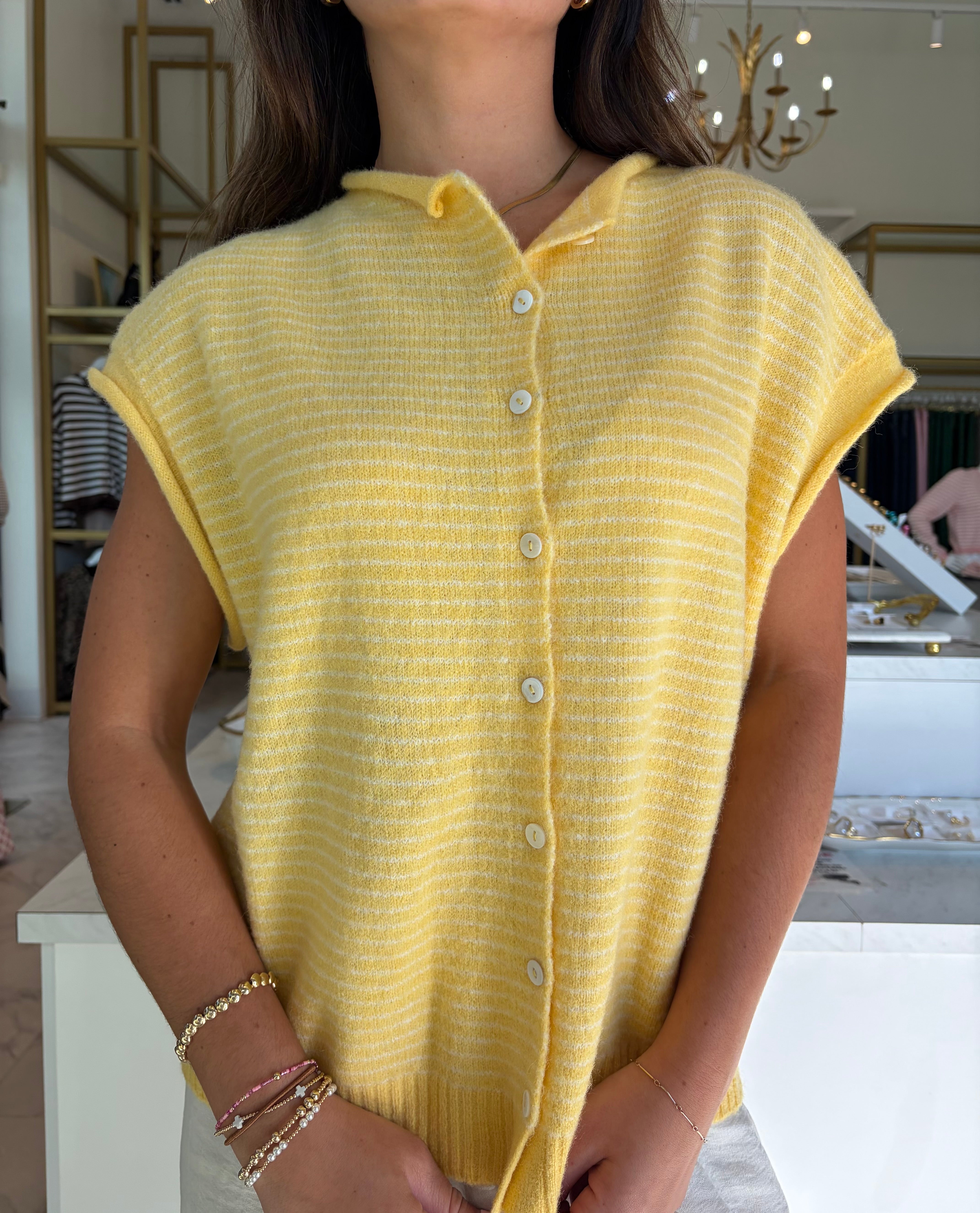 Amira Sweater Vest Cardigan - Butter