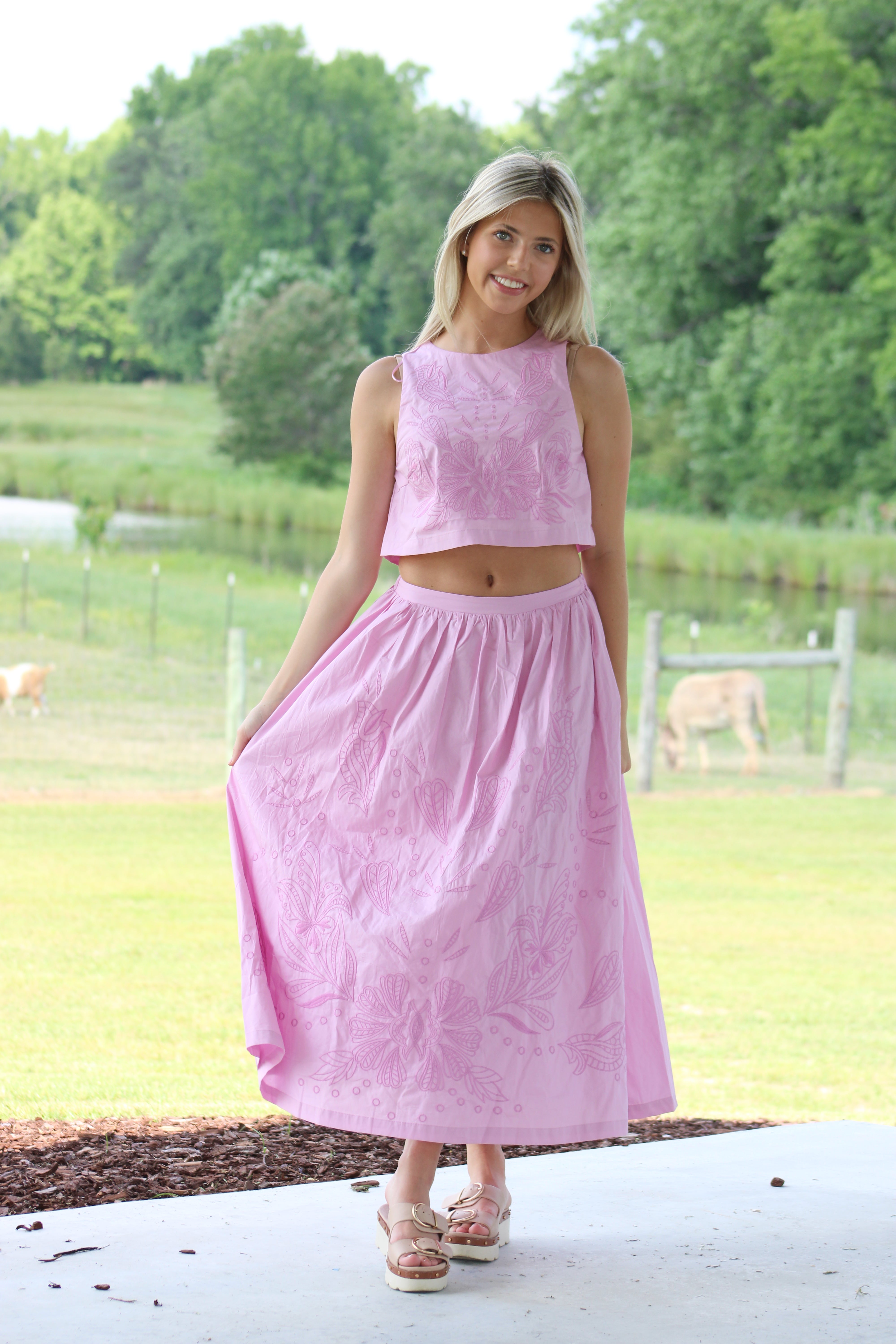 Catherine Midi Skirt Set - Pink Lavender