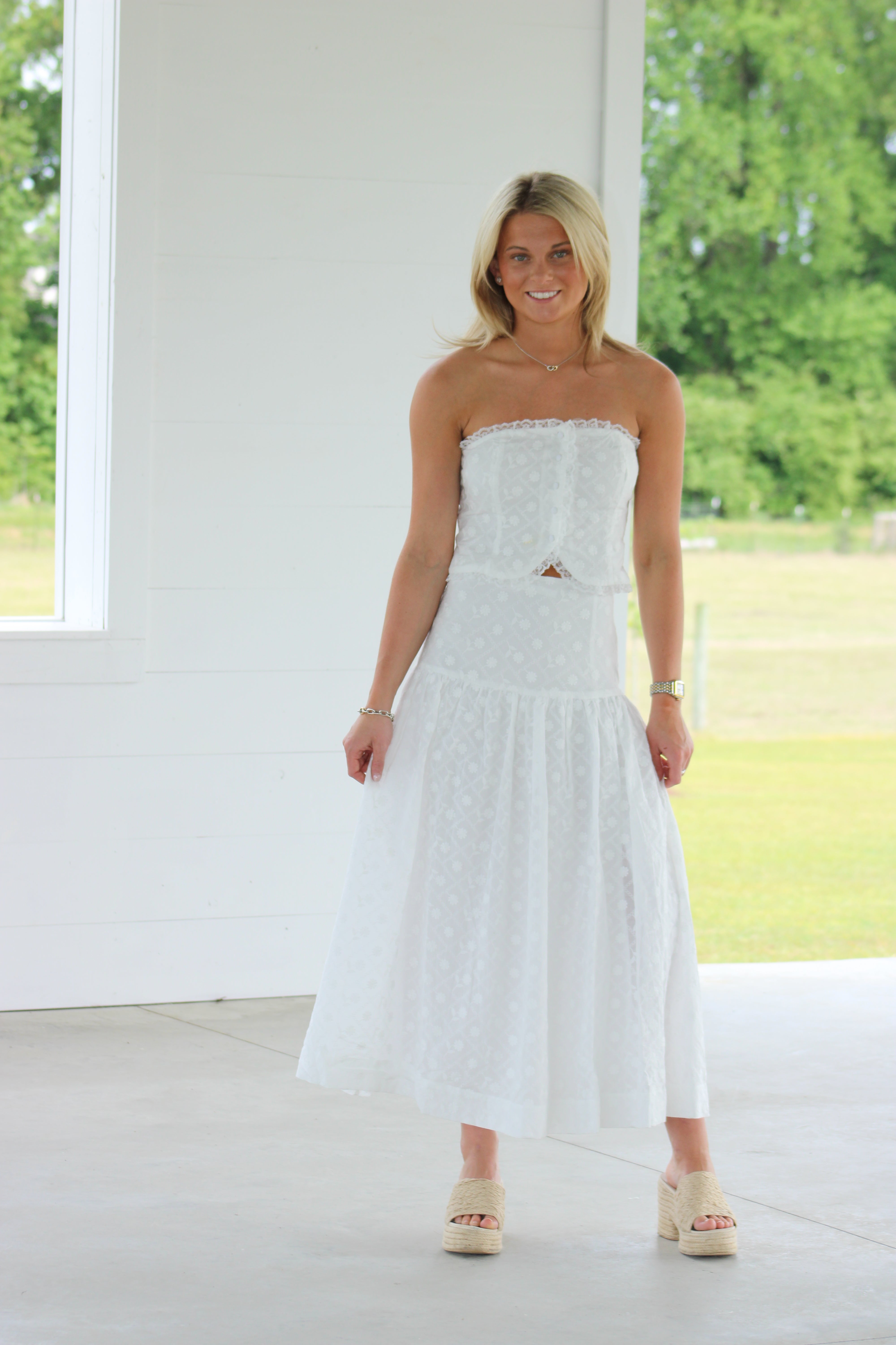 Summer In Italy Skirt Set - White Eyelet