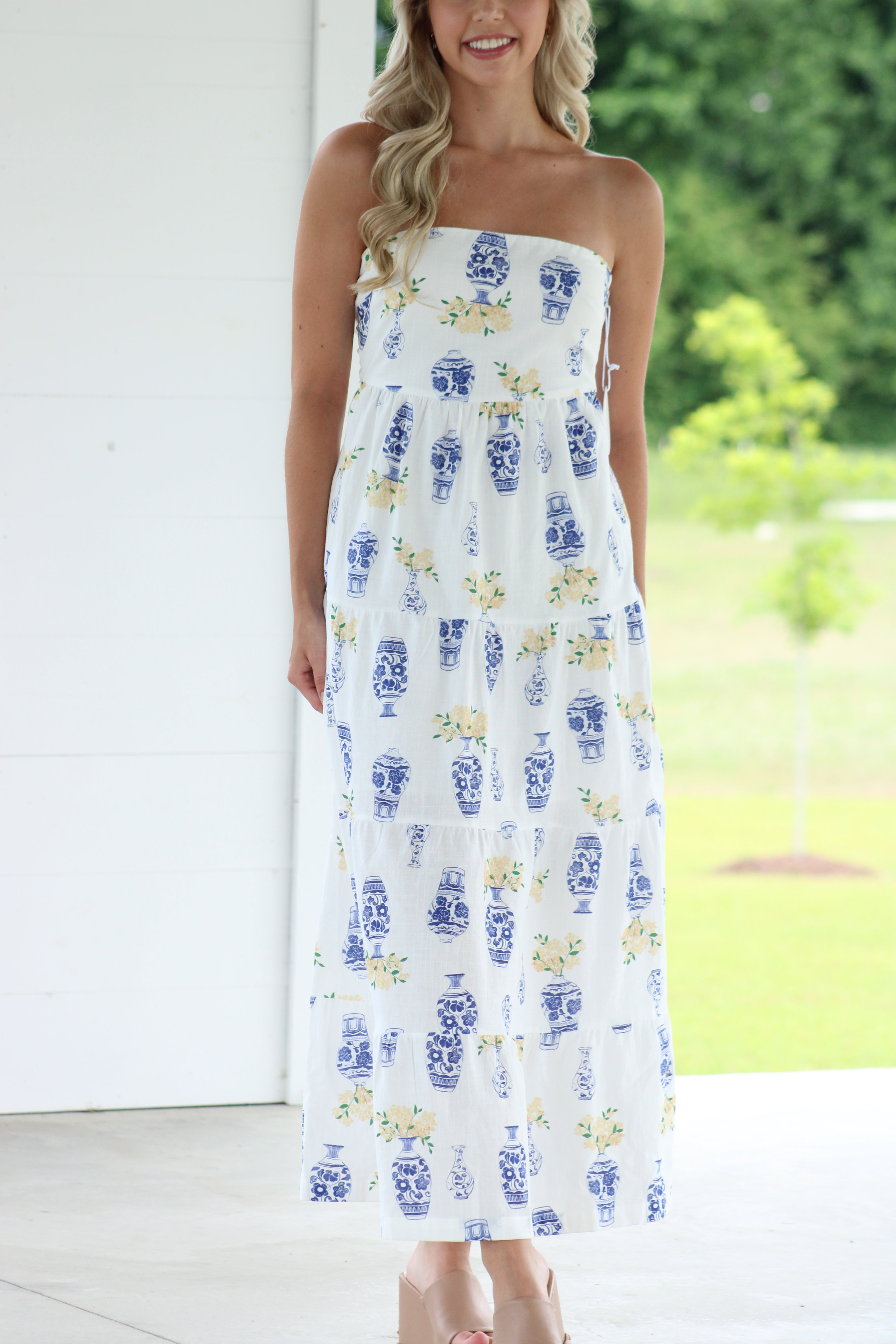 Next To Me Midi Dress - White Multi