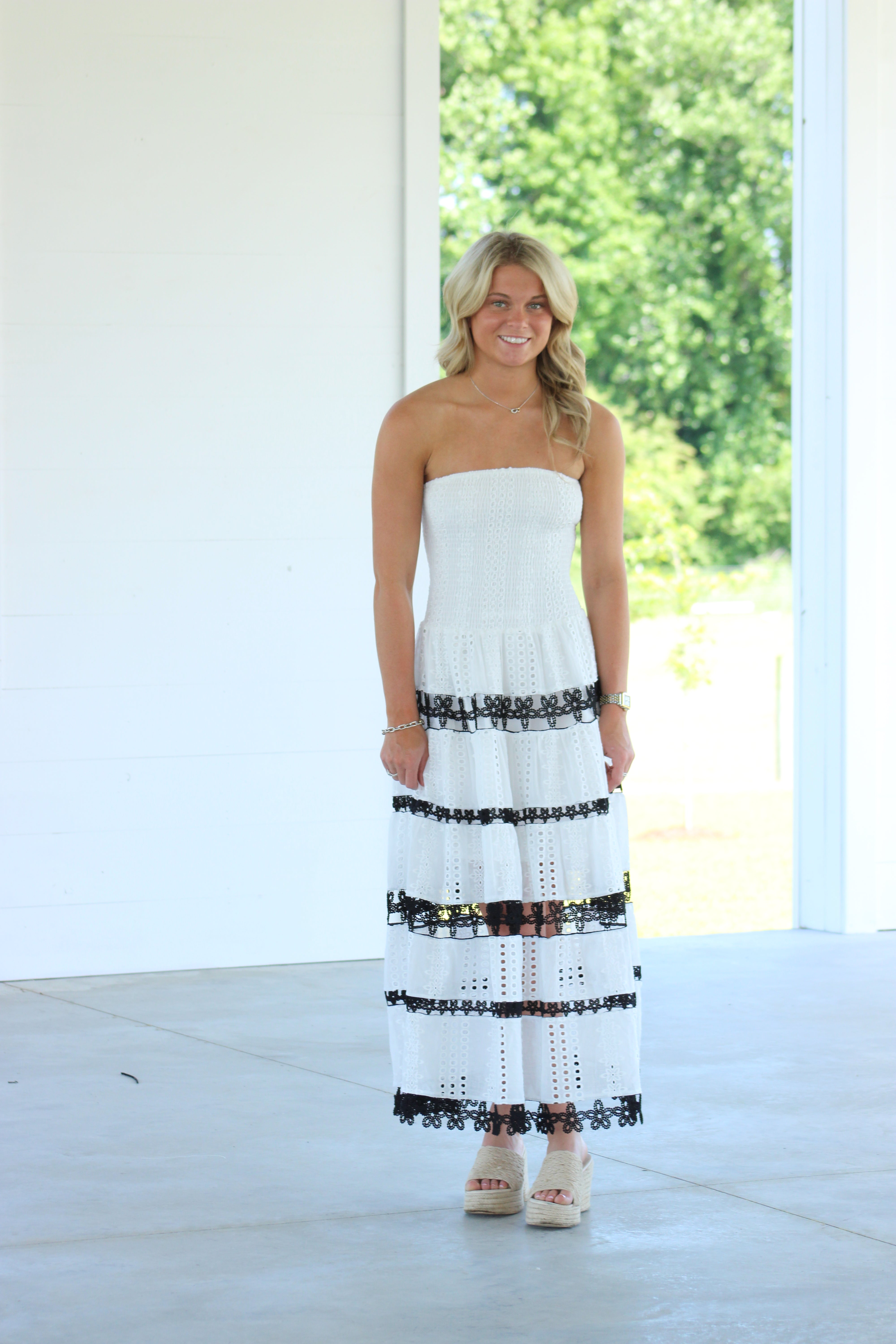 Amy Midi Dress - Black & White