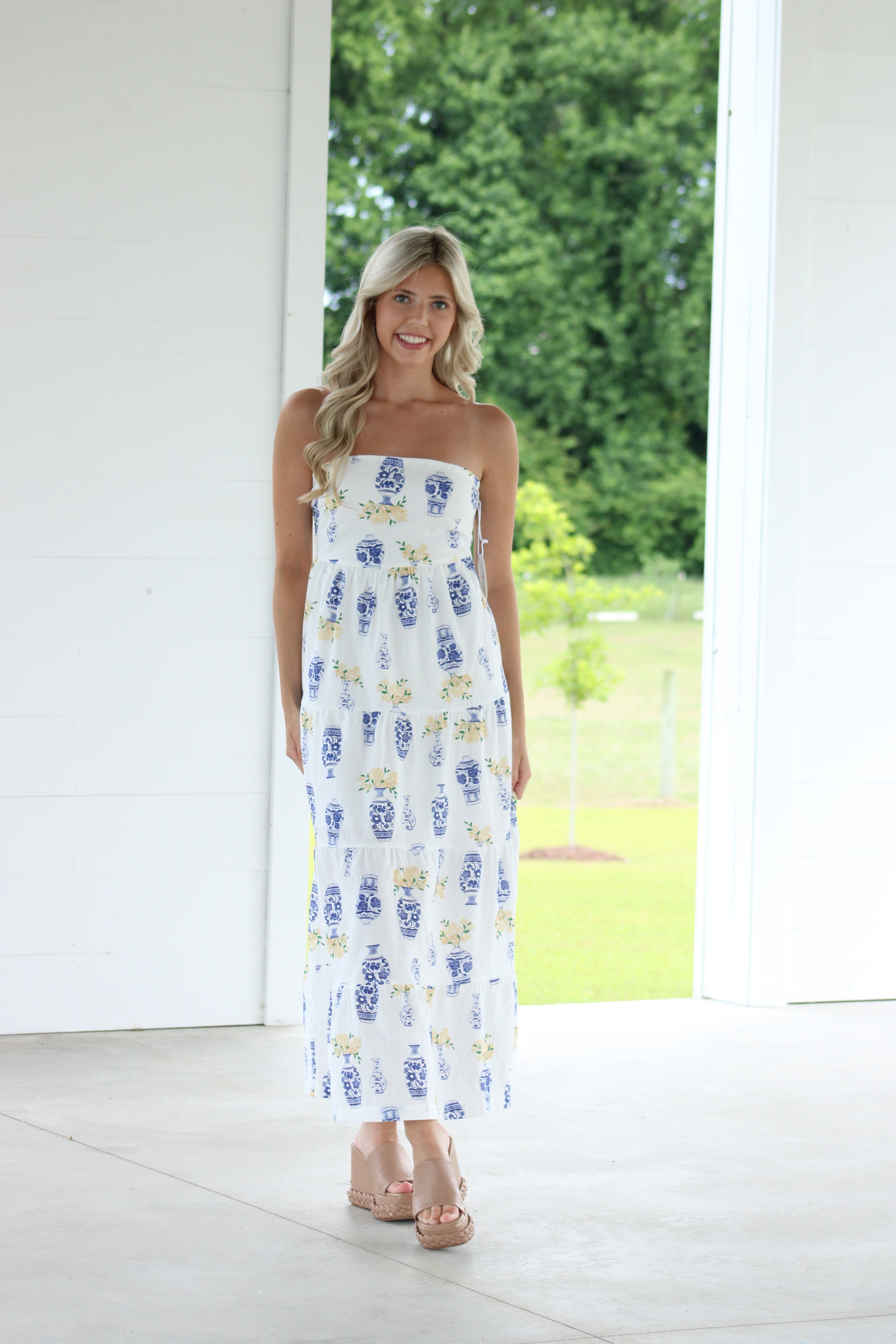 Next To Me Midi Dress - White Multi
