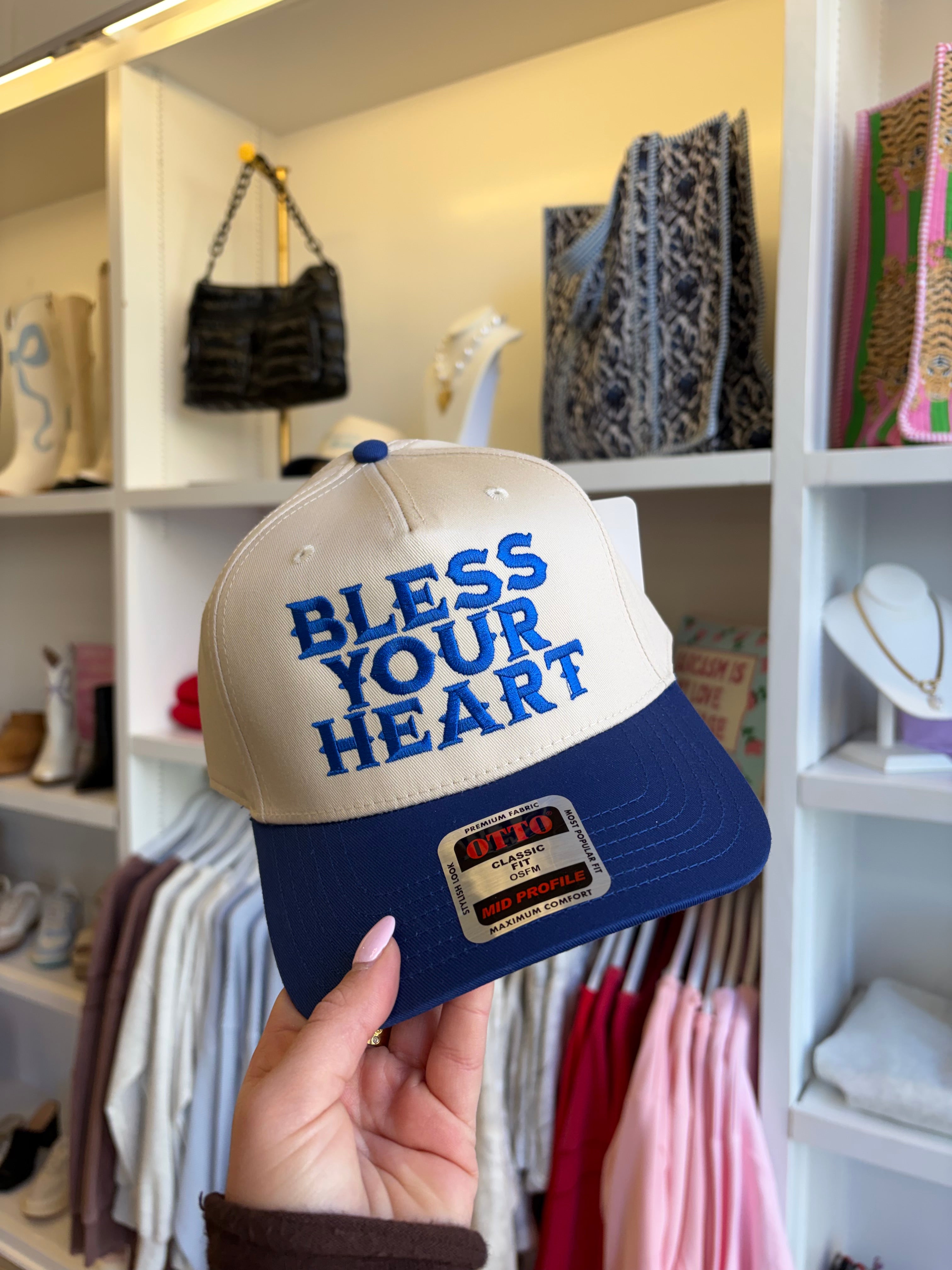 Bless Your Heart Embroidered Hat - Royal Blue