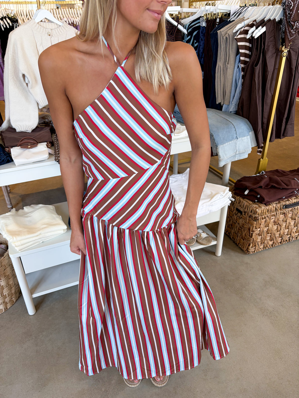 Anise Maxi Dress - Brown/Blue/Red