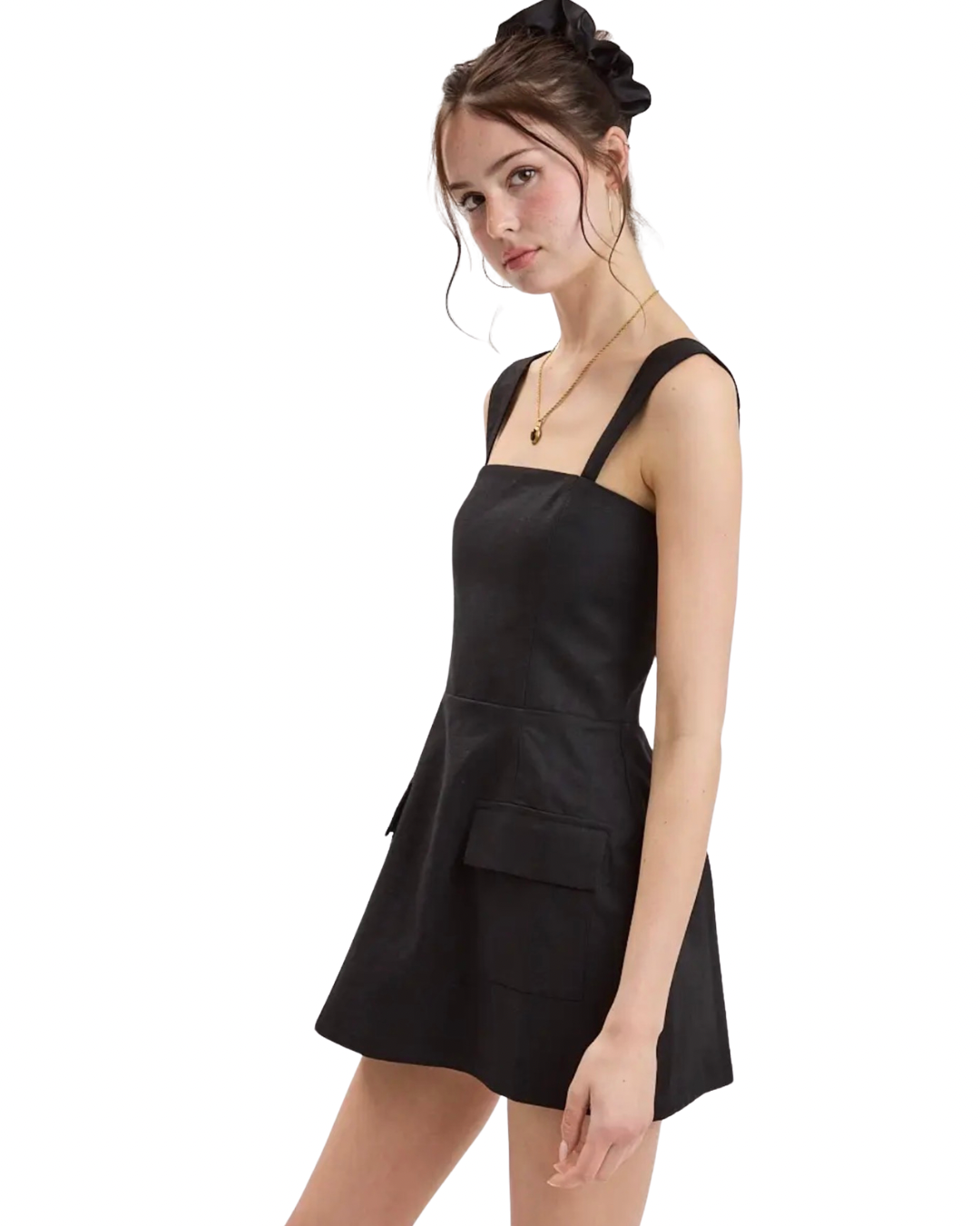 Robin Front Pocket Mini Dress - Black
