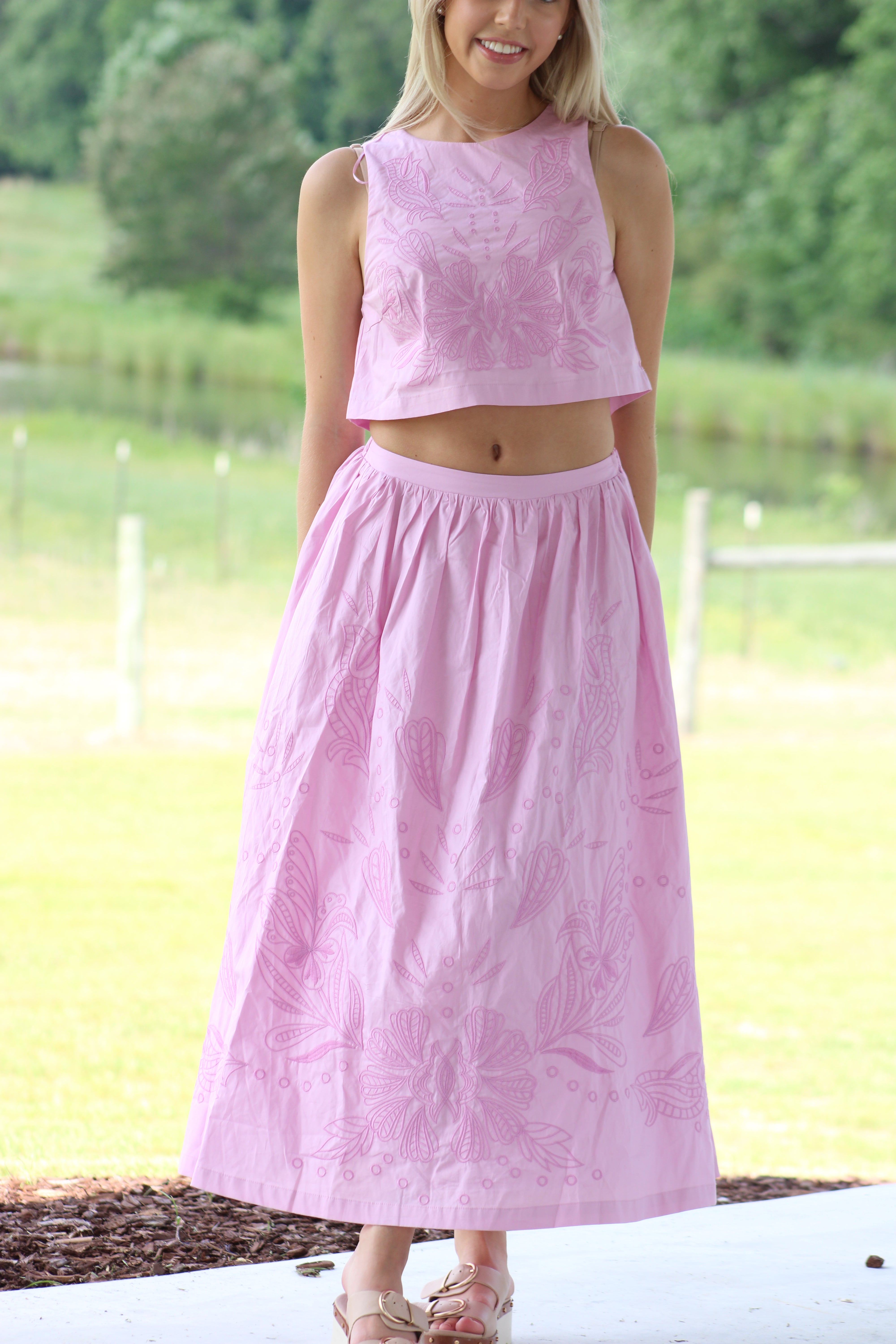 Catherine Midi Skirt Set - Pink Lavender