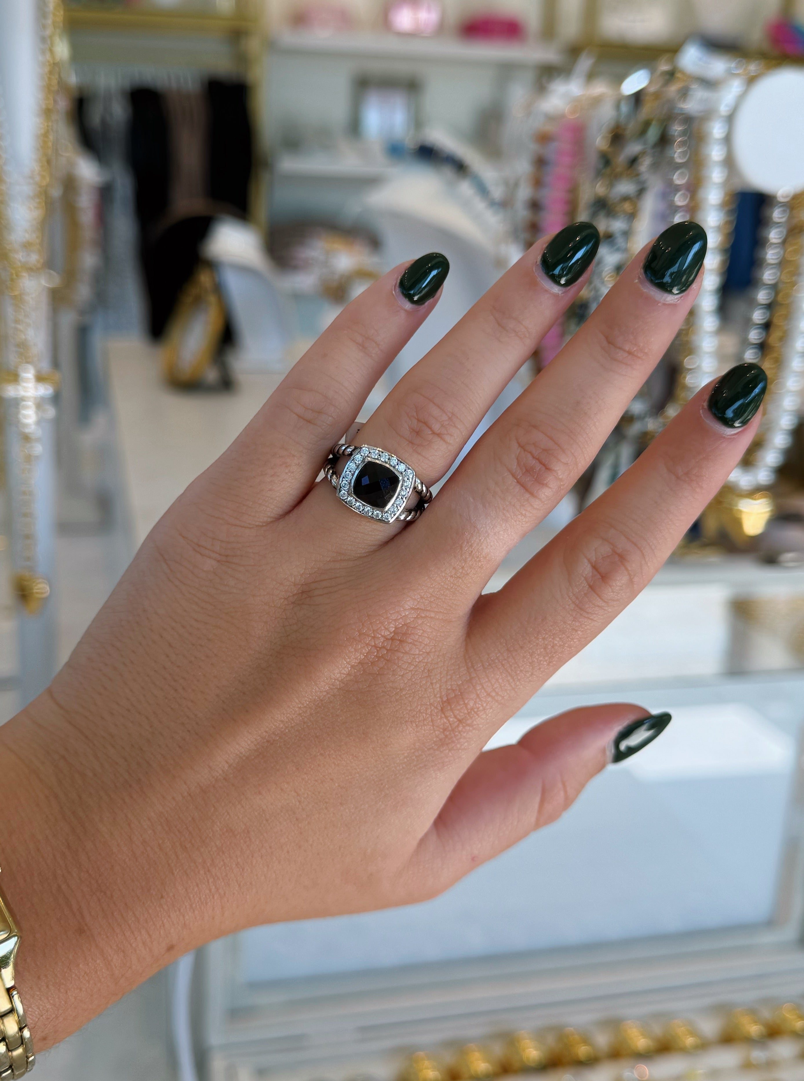 Black Stone Wire Ring