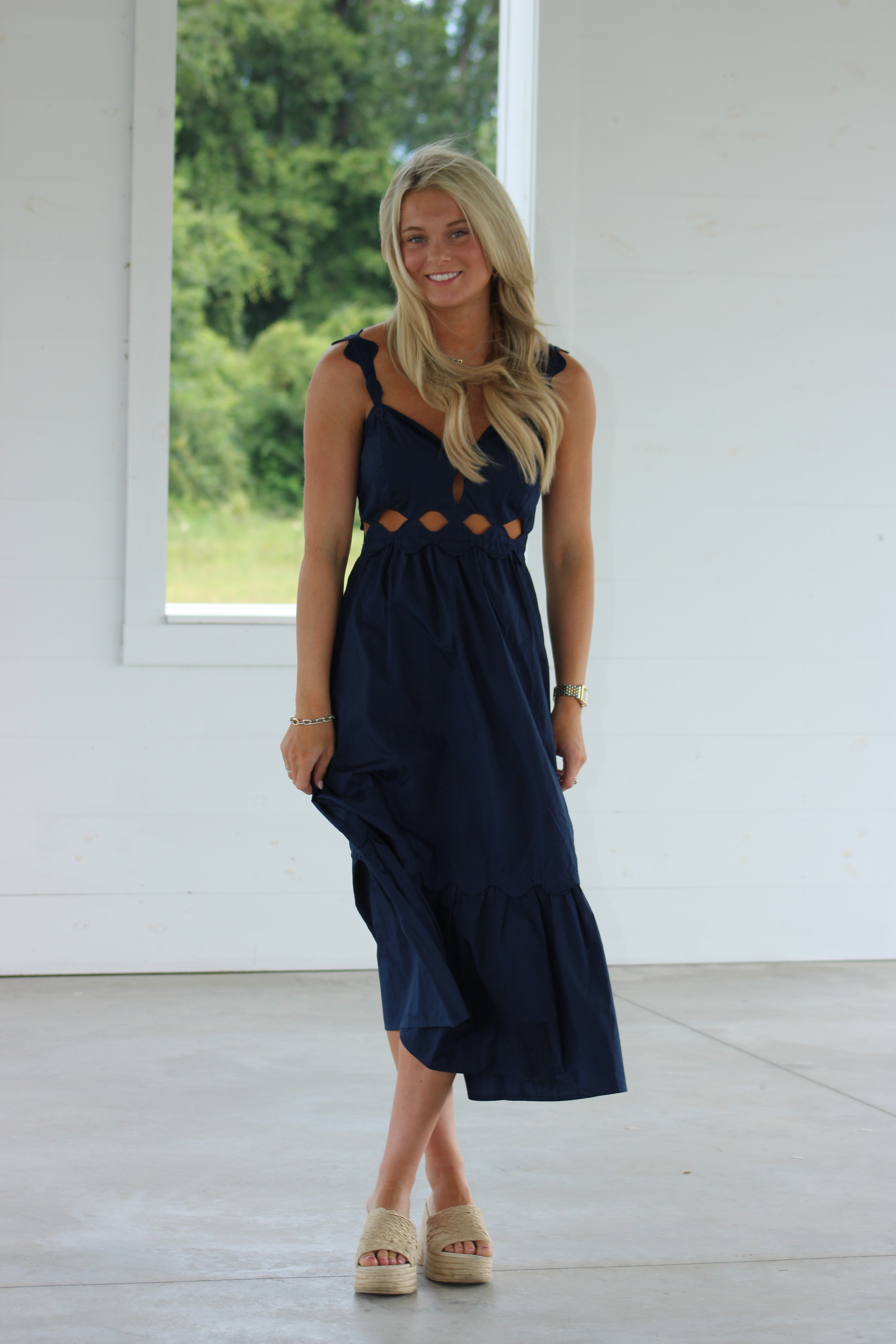 Lillian Midi Dress - Navy