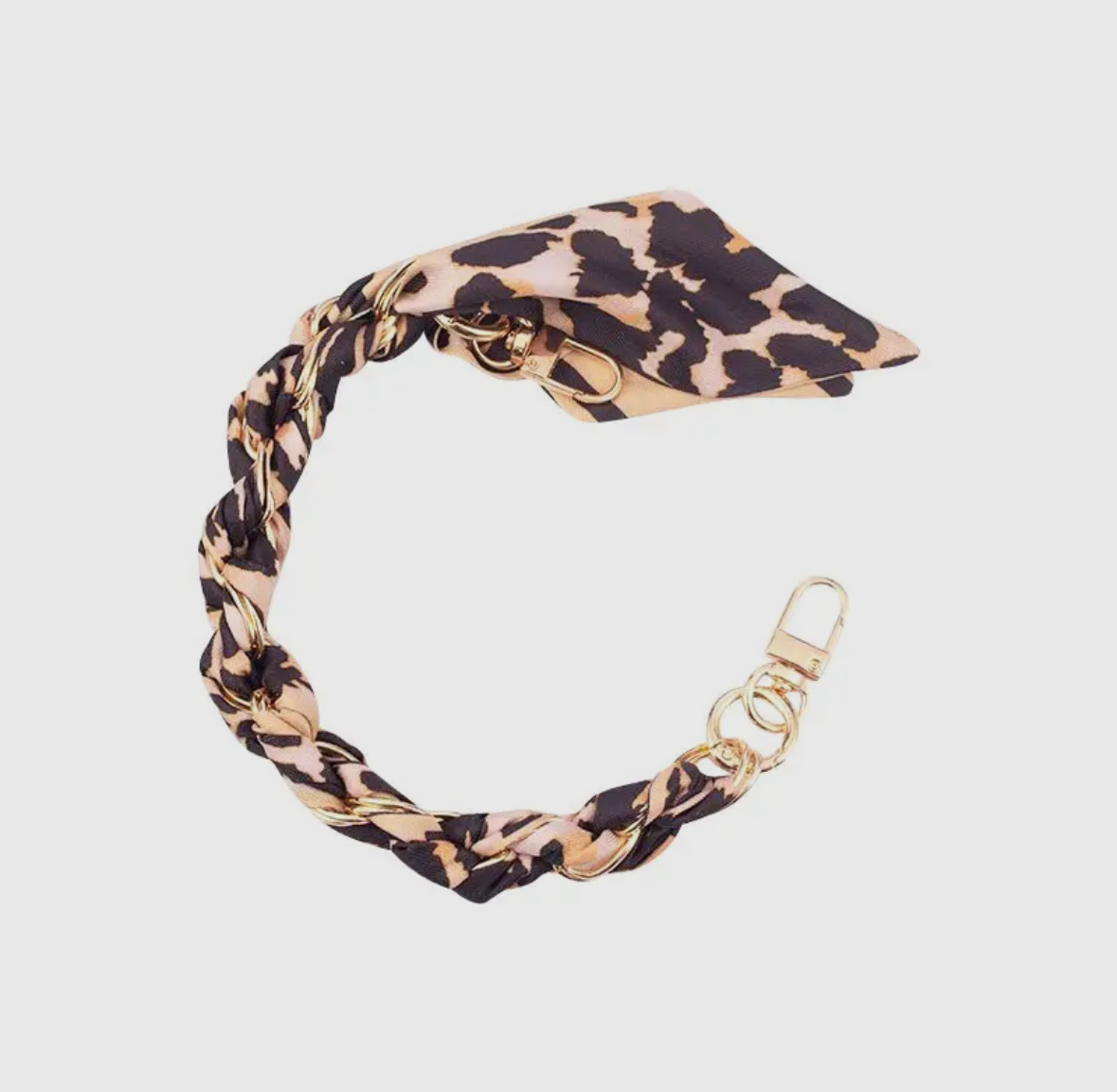 Gold Phone Chain with Scarf Leopard - Short