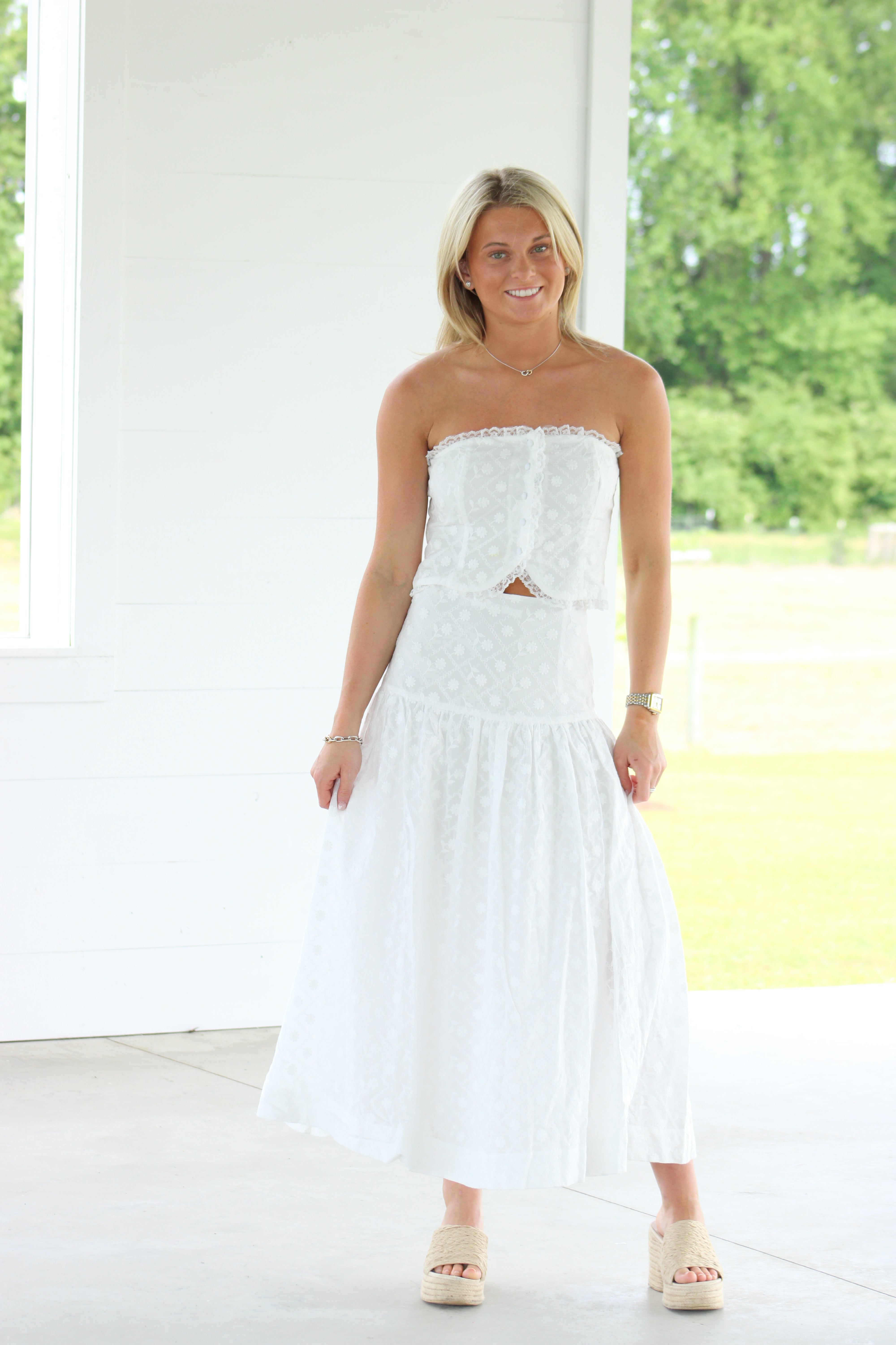 Summer In Italy Skirt Set - White Eyelet