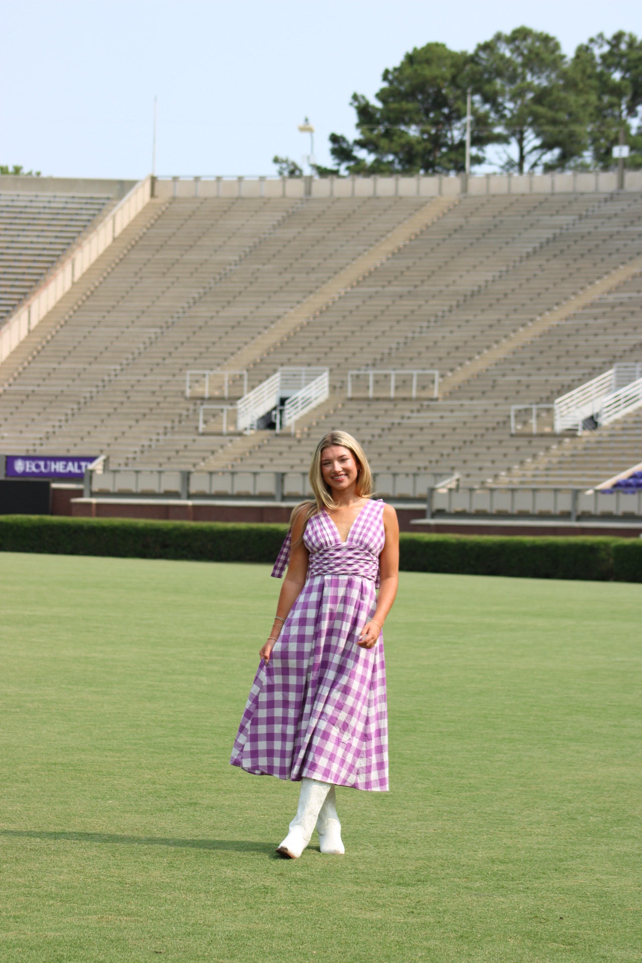 Bell Maxi Dress - Purple Gingham
