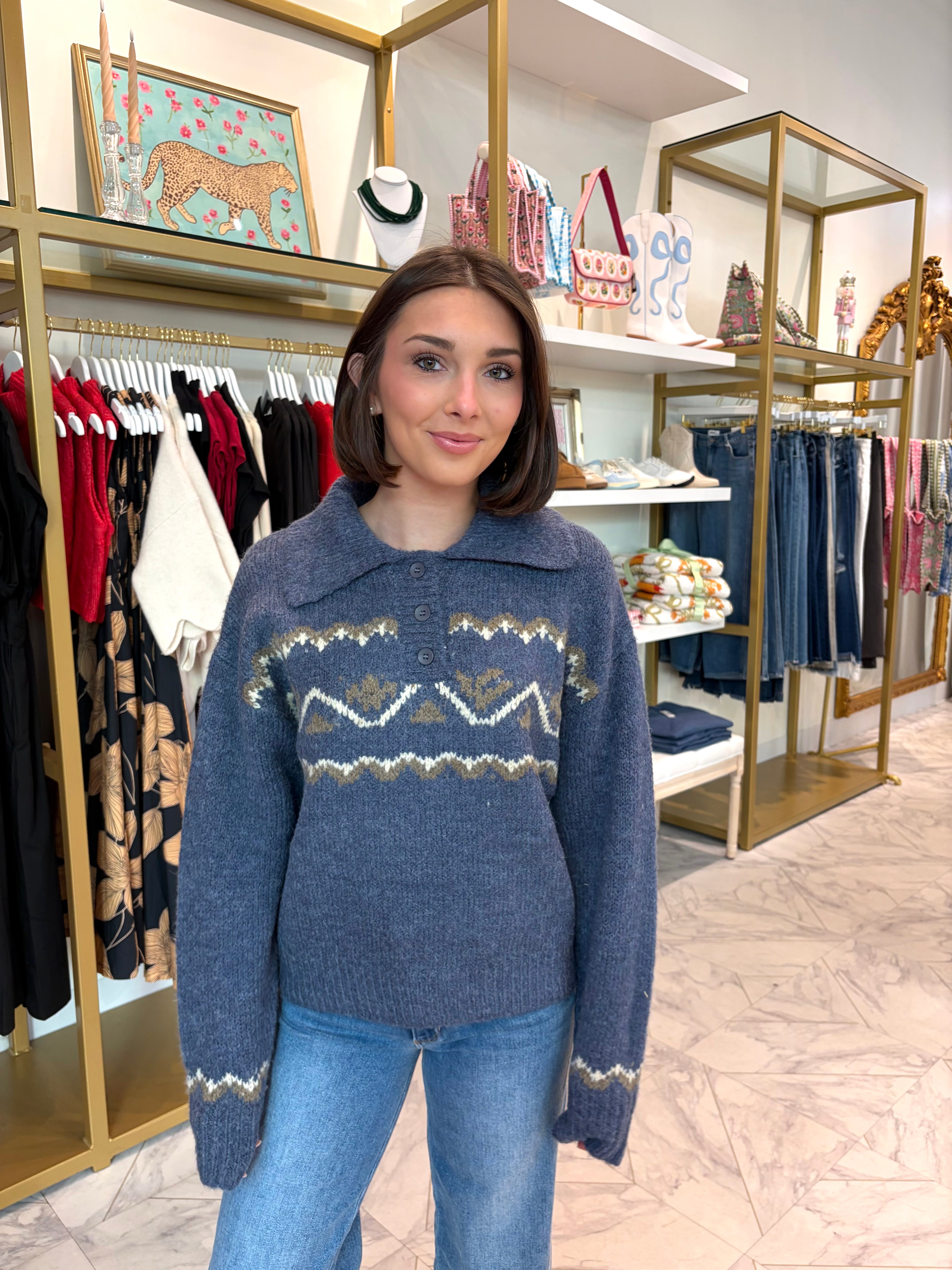 Vintage Girl Sweater - Dusty Blue