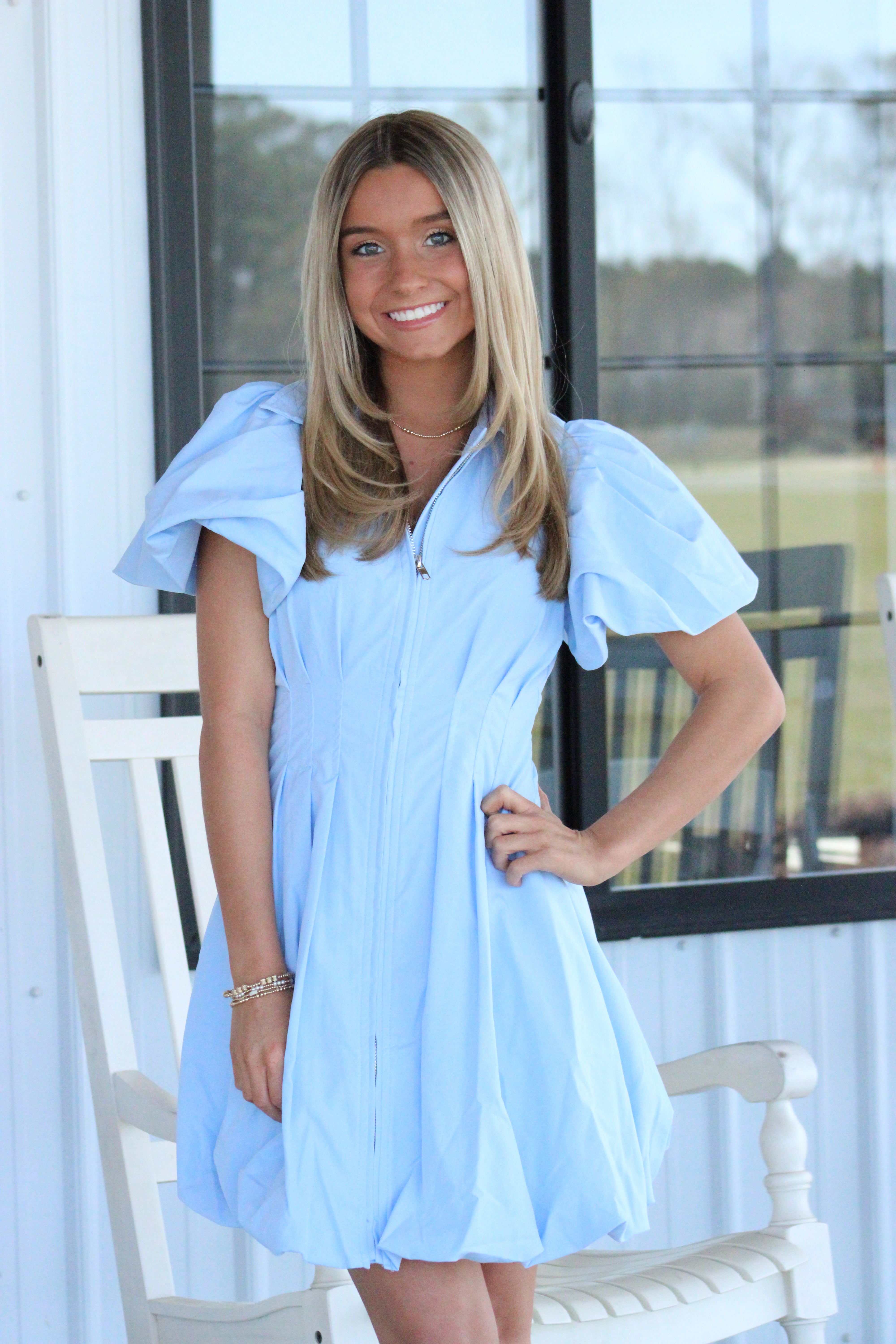Handle On You Mini Dress - Light Blue