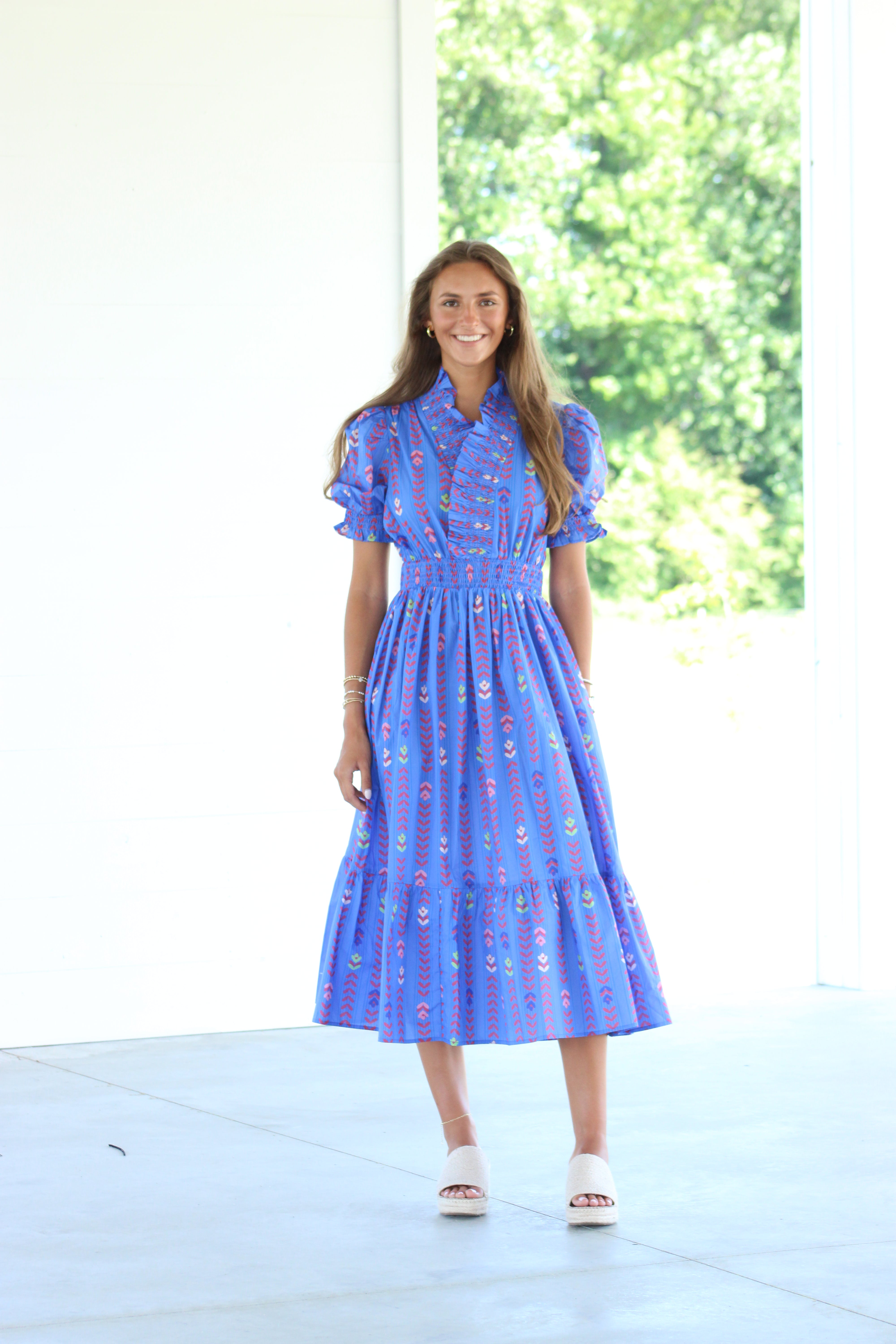Glad You're Mine Midi Dress - Blue