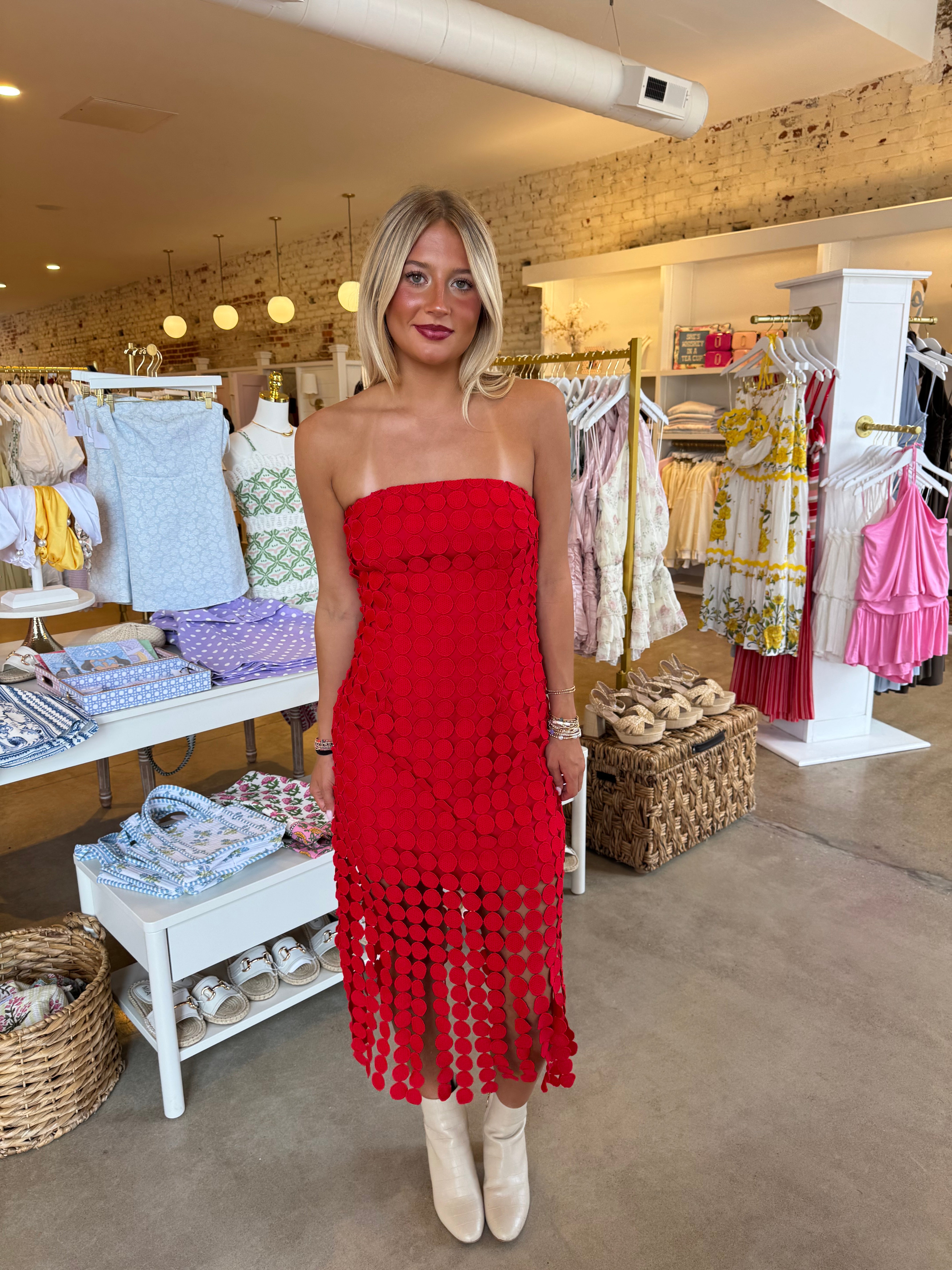 Sun Goes Down Midi Dress - Red