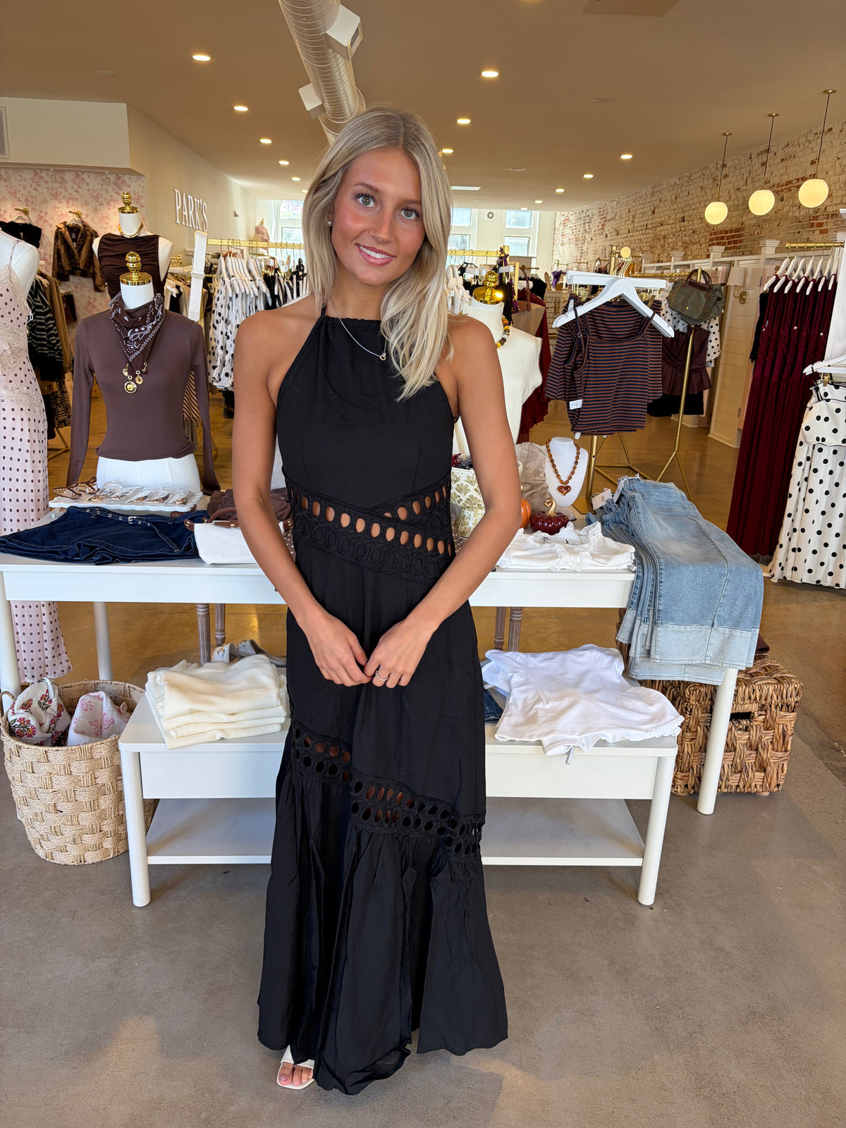 Spellbound Eyelet Maxi Dress - Black