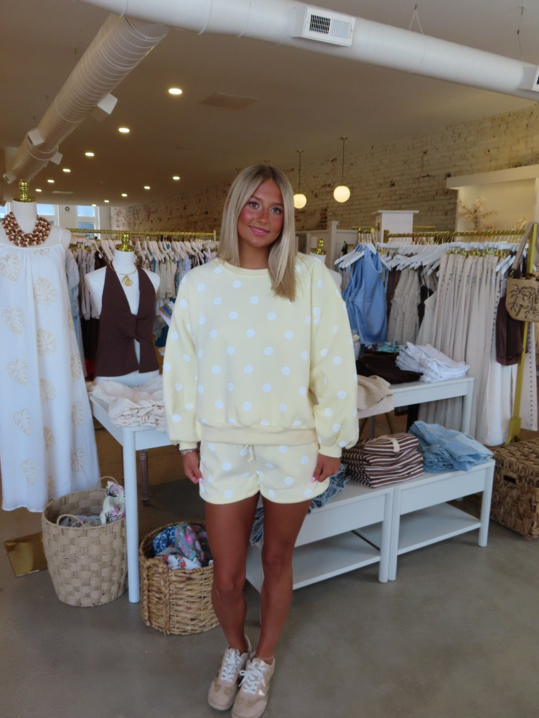 Polka Dot Sweatshirt - Yellow