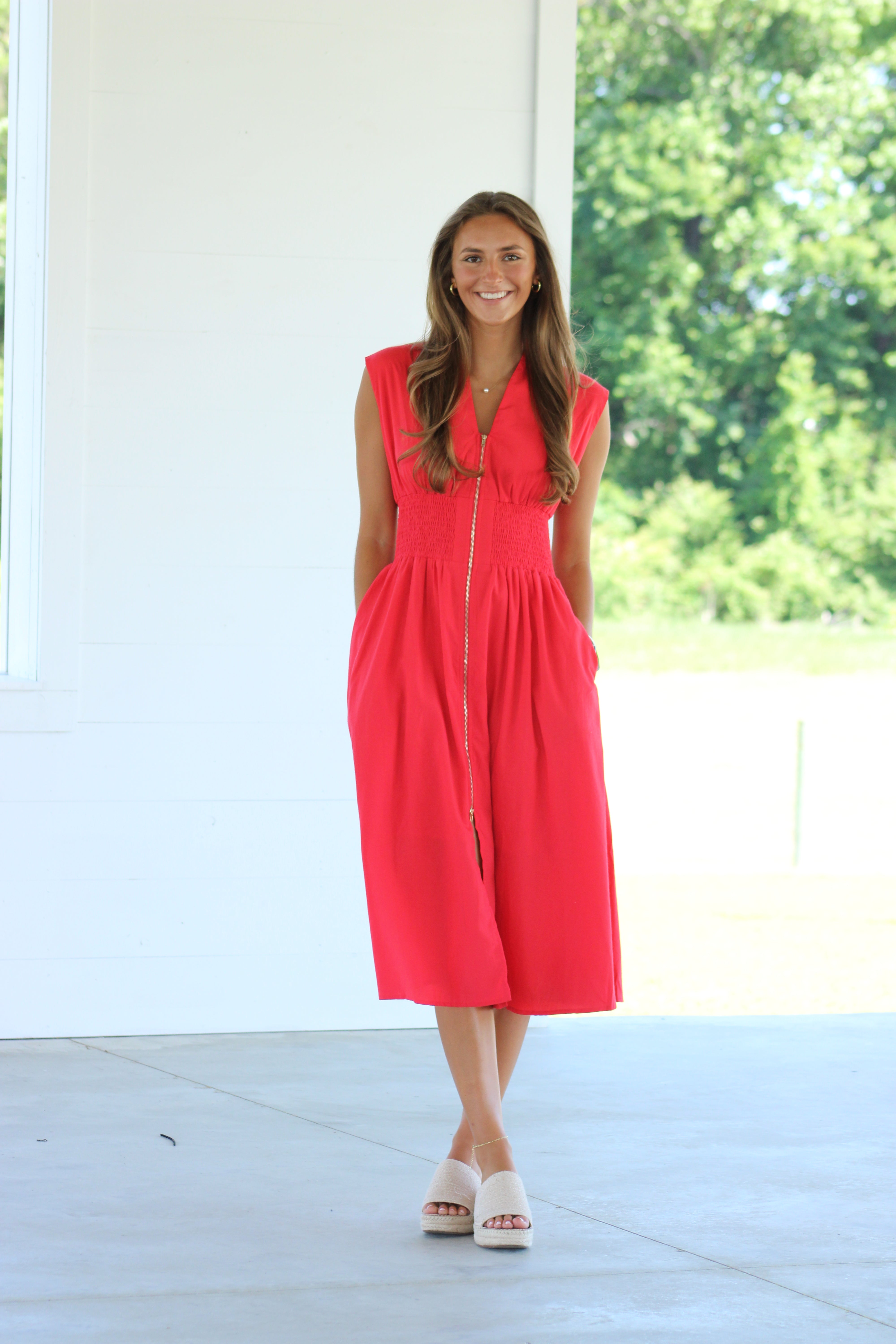 Turn Back Time Midi Dress - Red