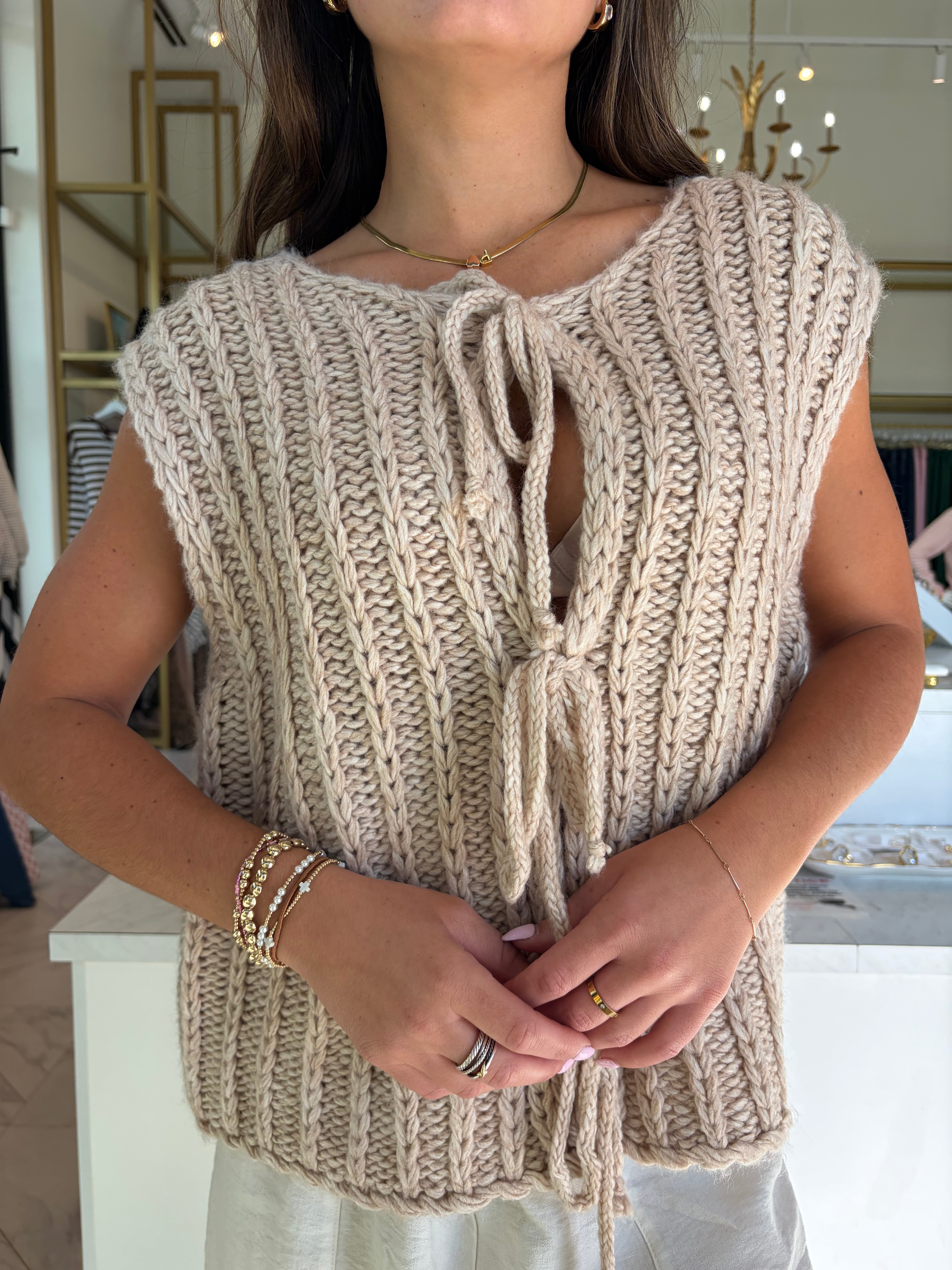 Ryan Chunky Sweater Vest - Oatmeal