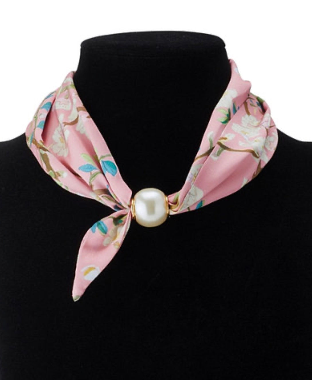 Floral Silk Pearl Magnetic Scarf Necklace (2 colors)