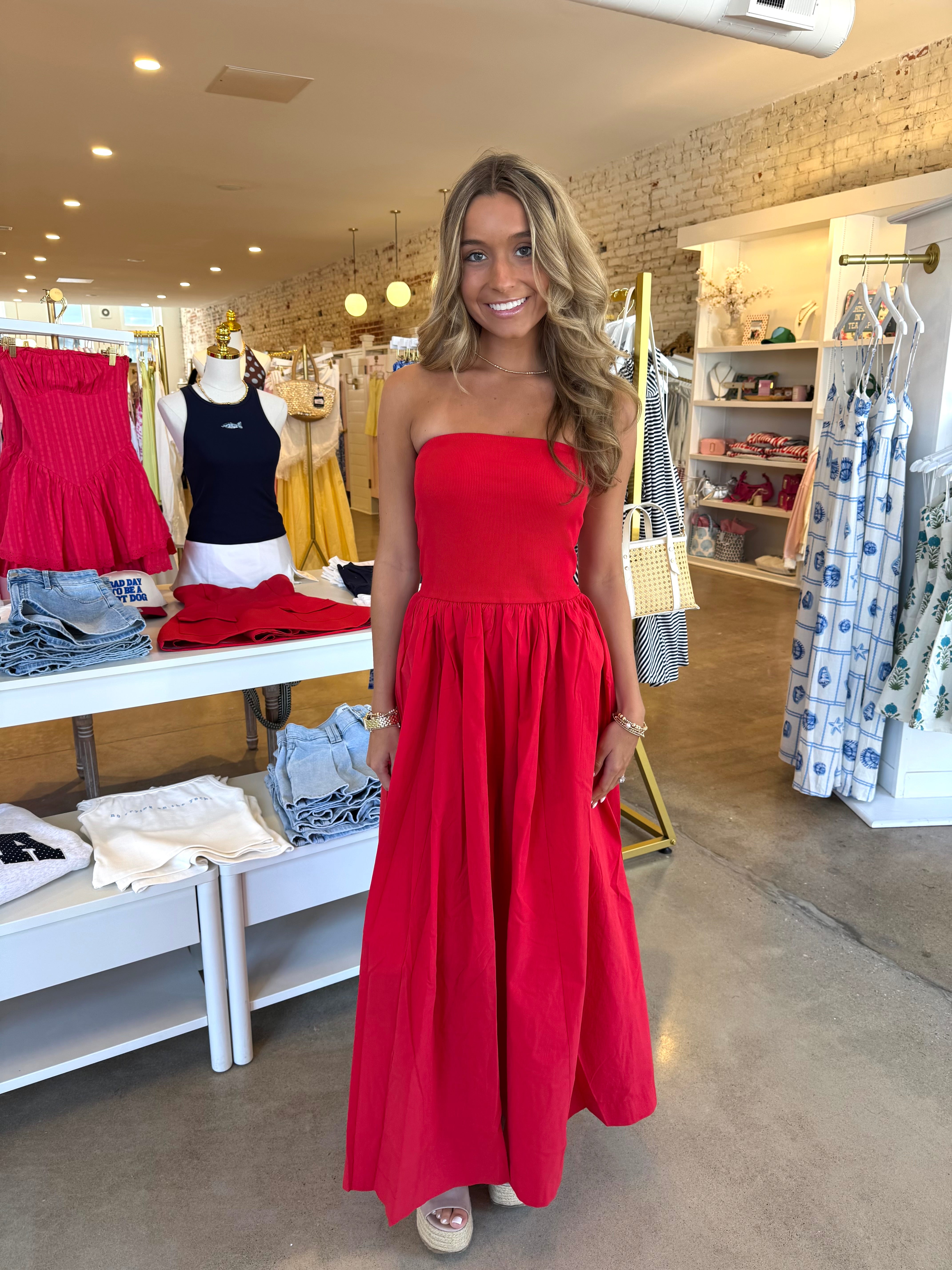 Macy Midi Dress - Red
