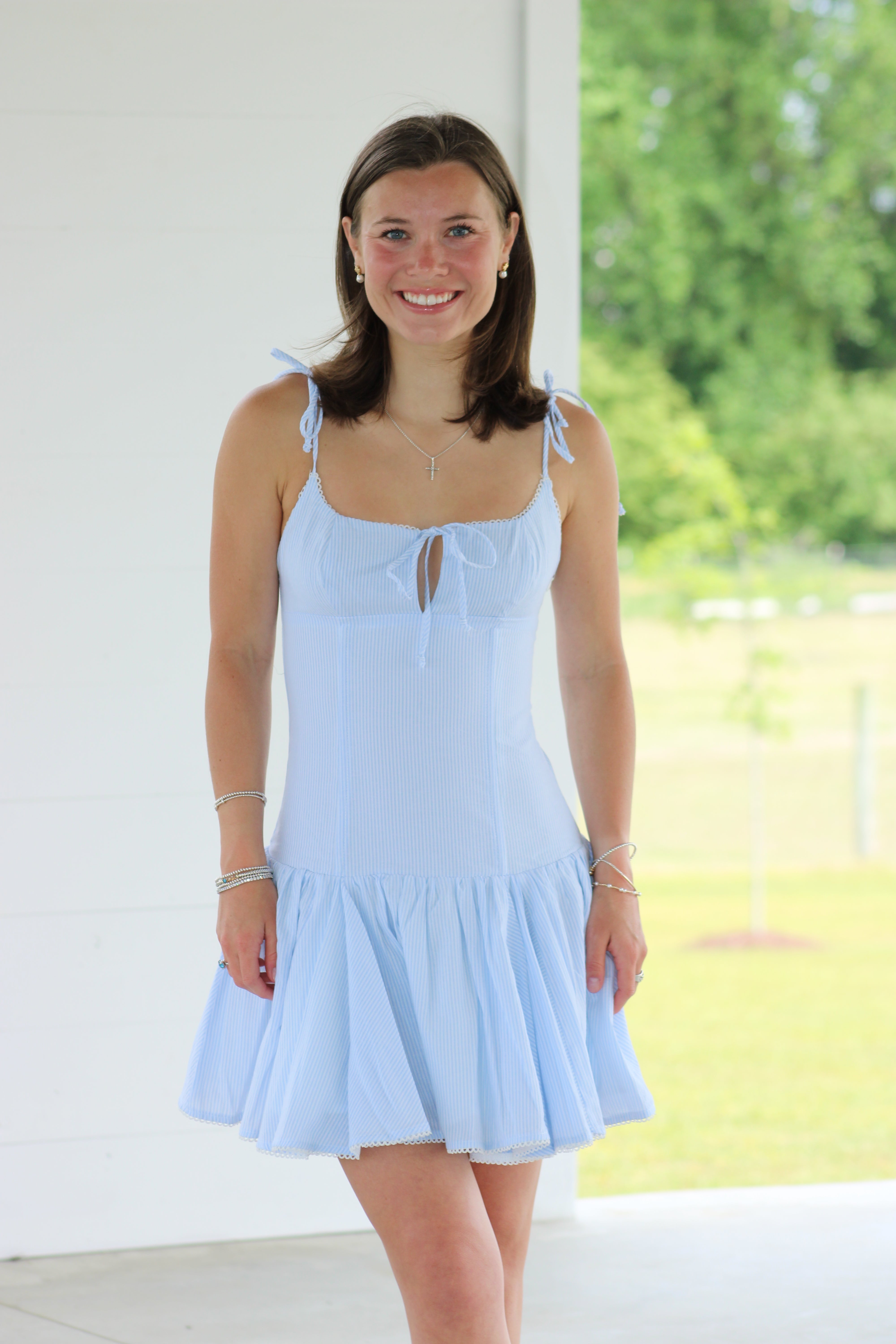 Girls Brunch Mini Dress - Light Blue
