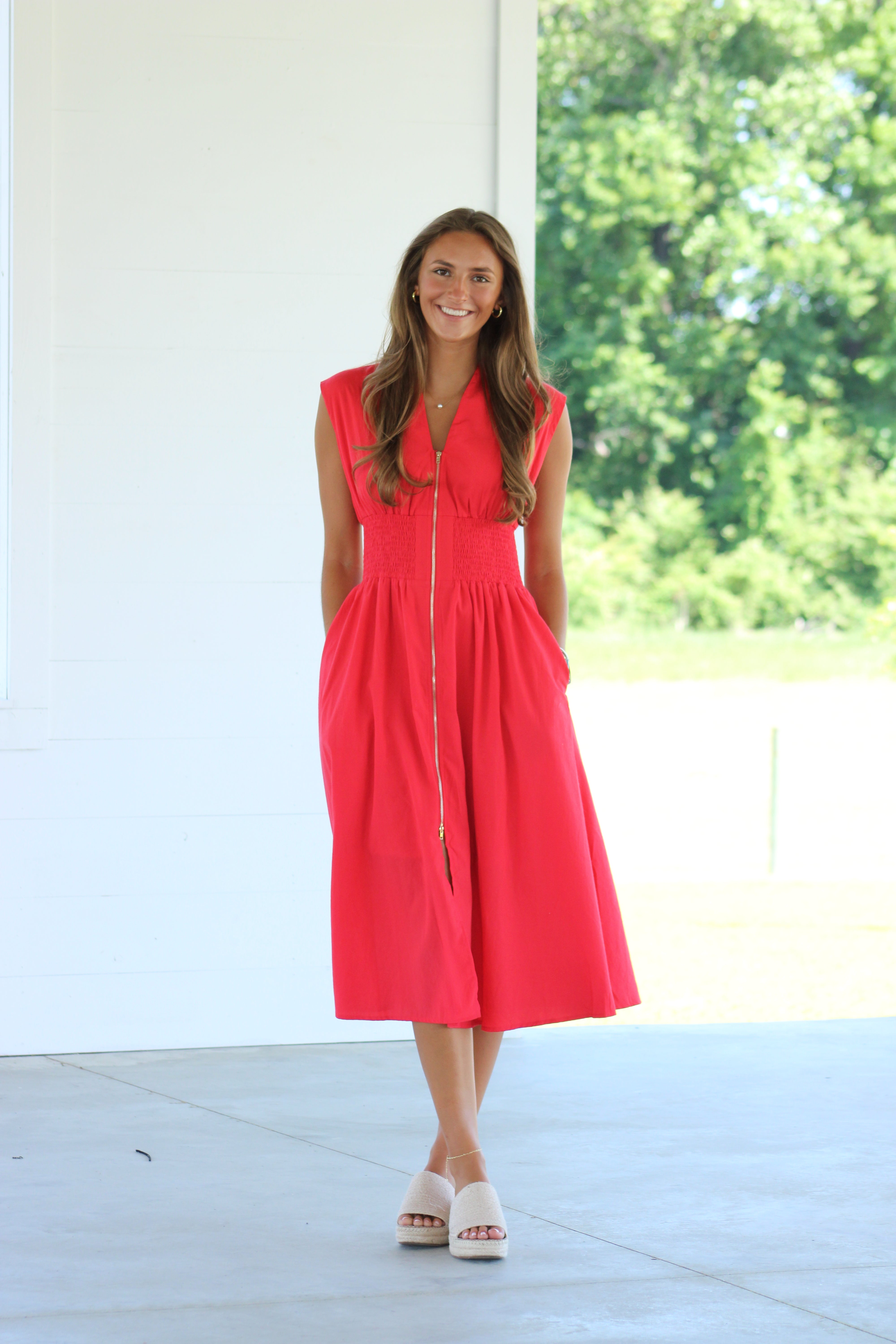 Turn Back Time Midi Dress - Red