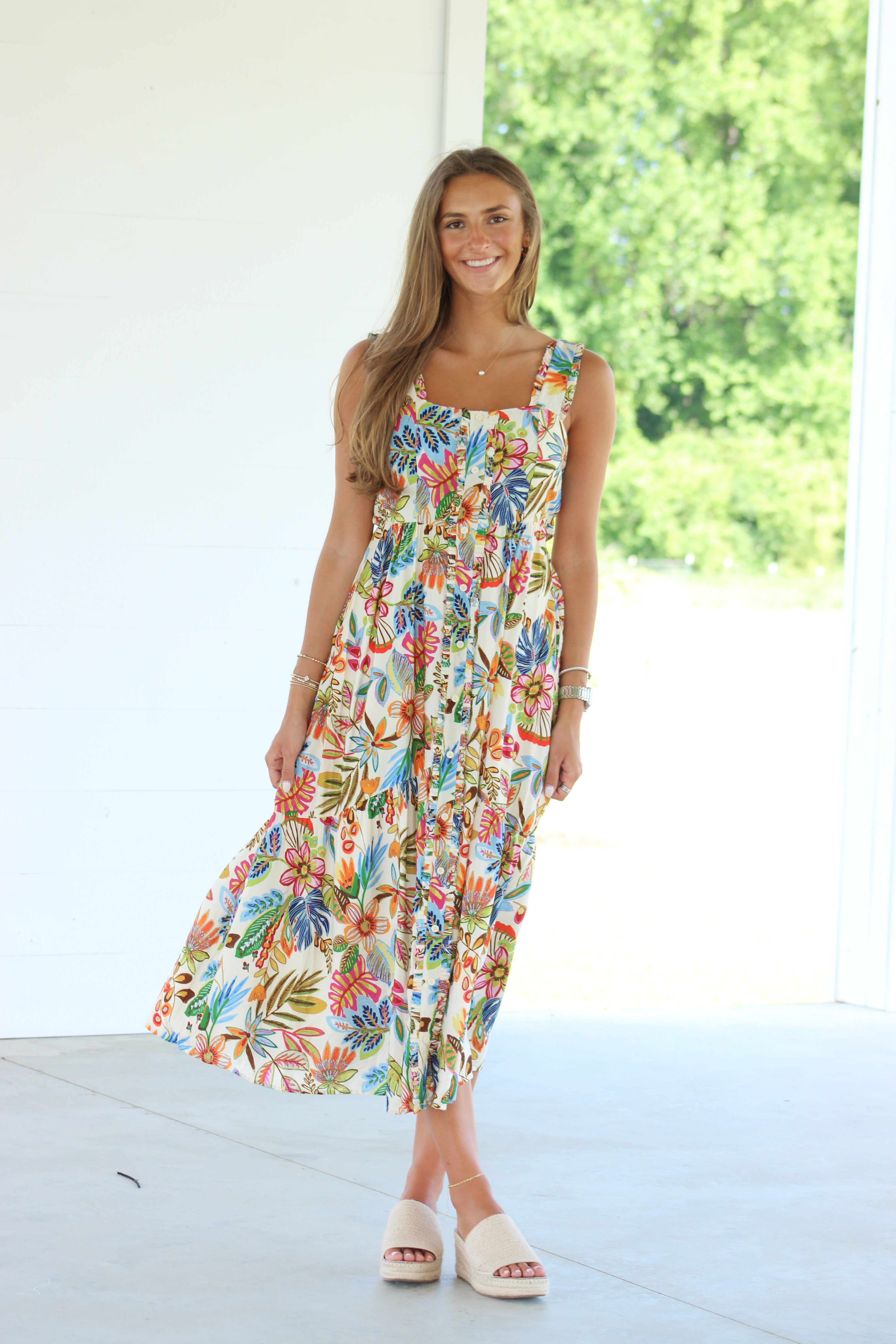 Garden Oasis Maxi Dress - Natural