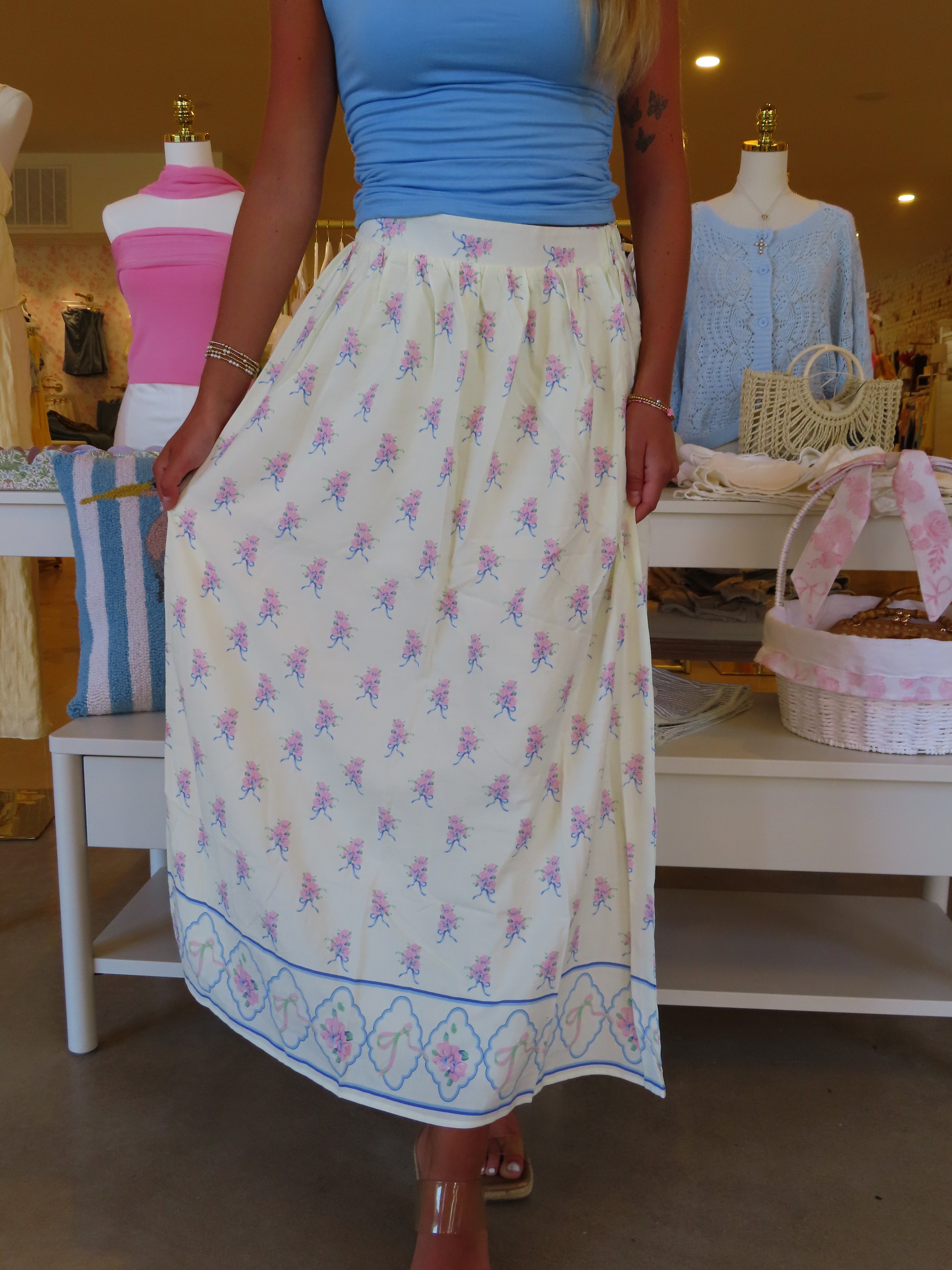 Emerson Midi Skirt - Cream Floral
