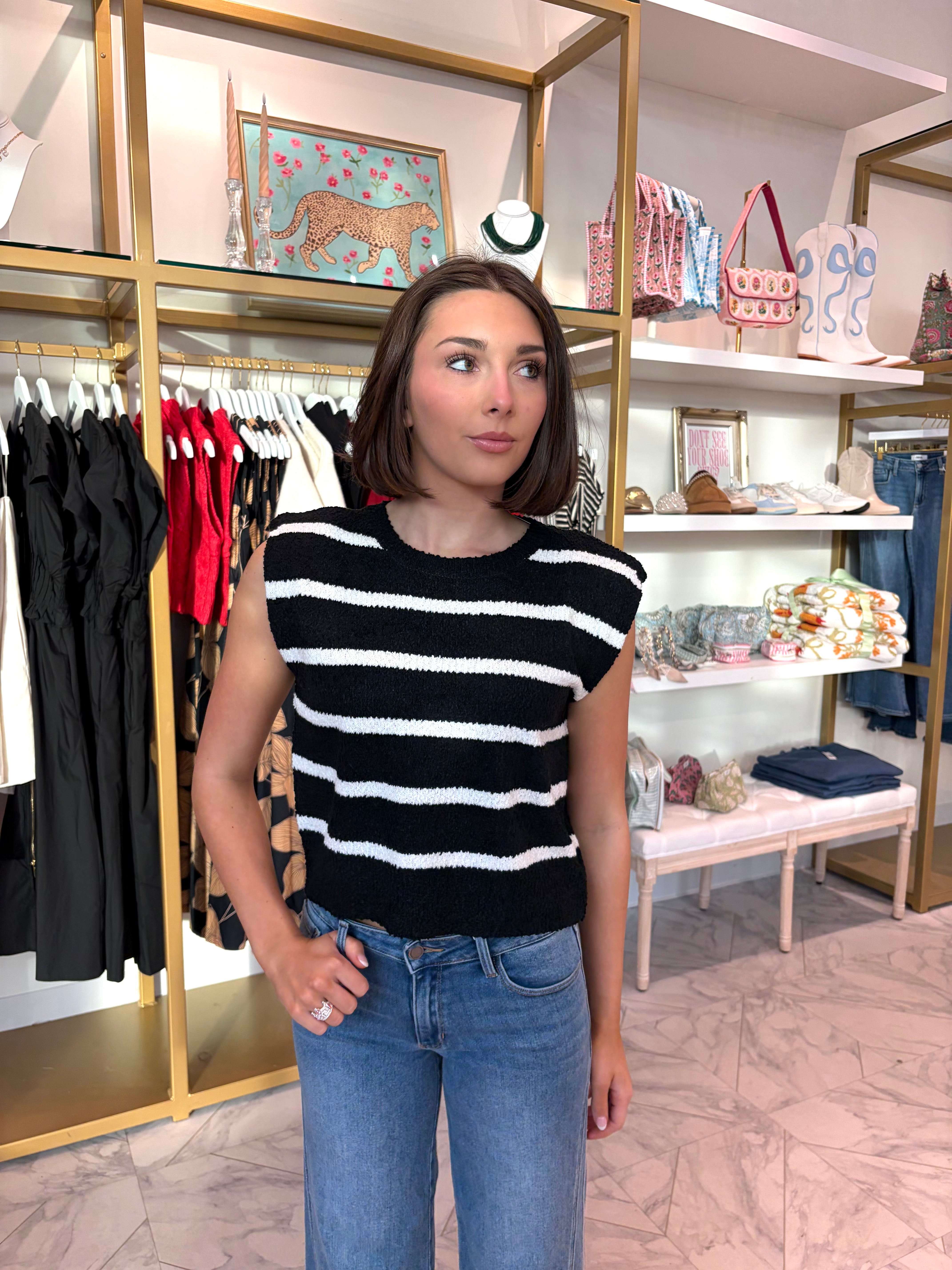 Charlie Sweater Top - Black Stripe