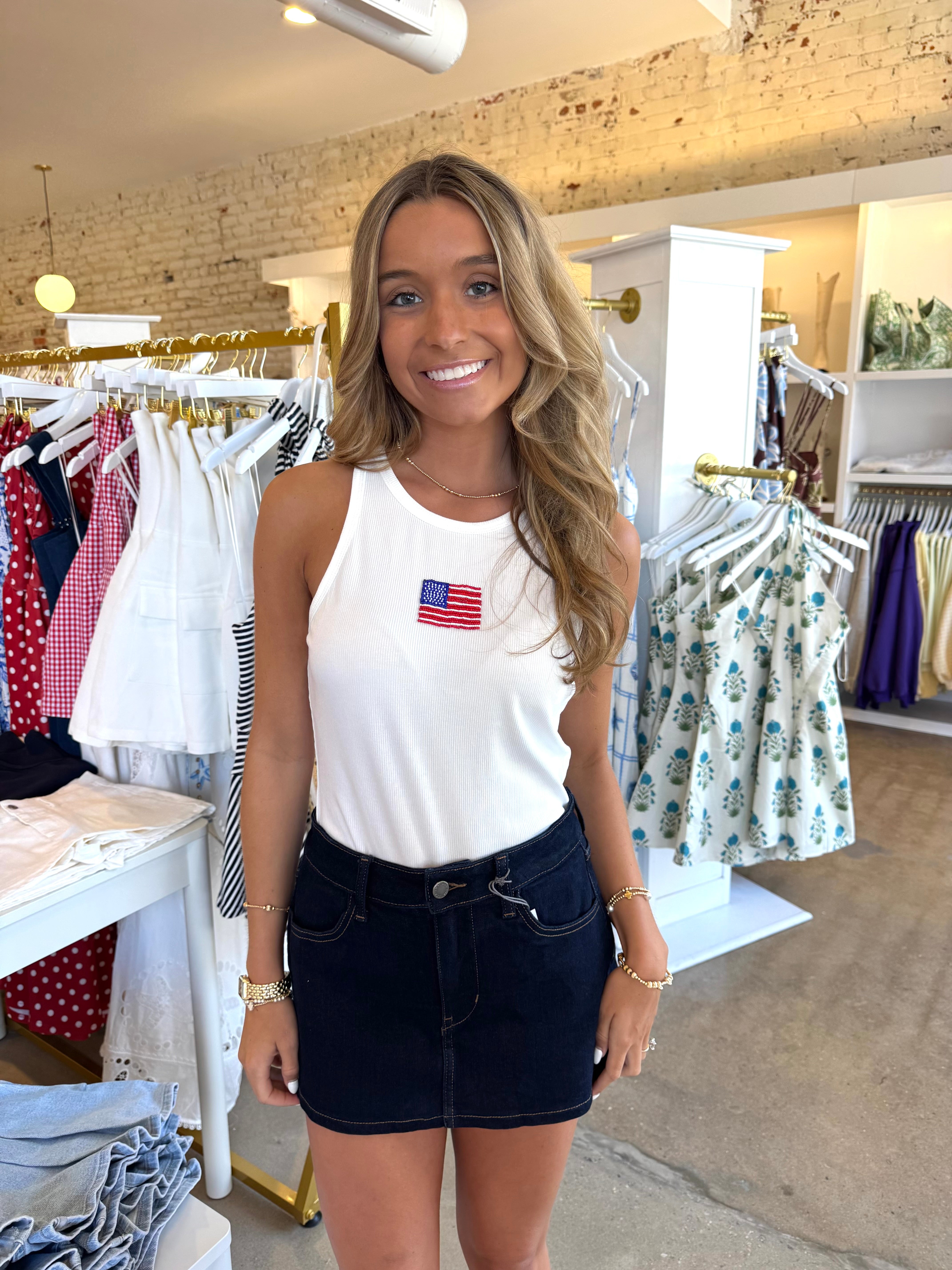 USA Bead Tank - White