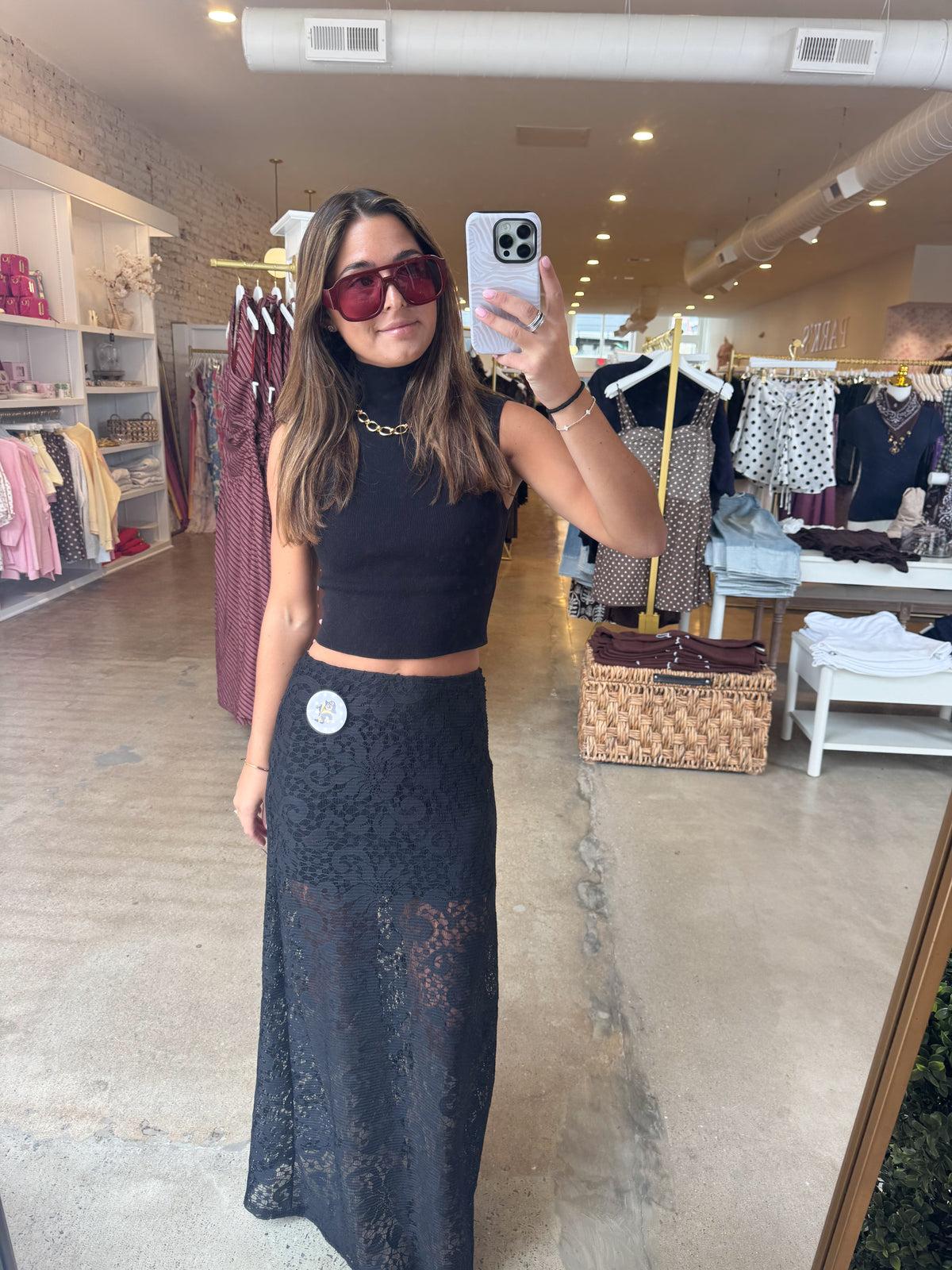 Mary Jane Sheer Bottom Maxi Skirt - Black