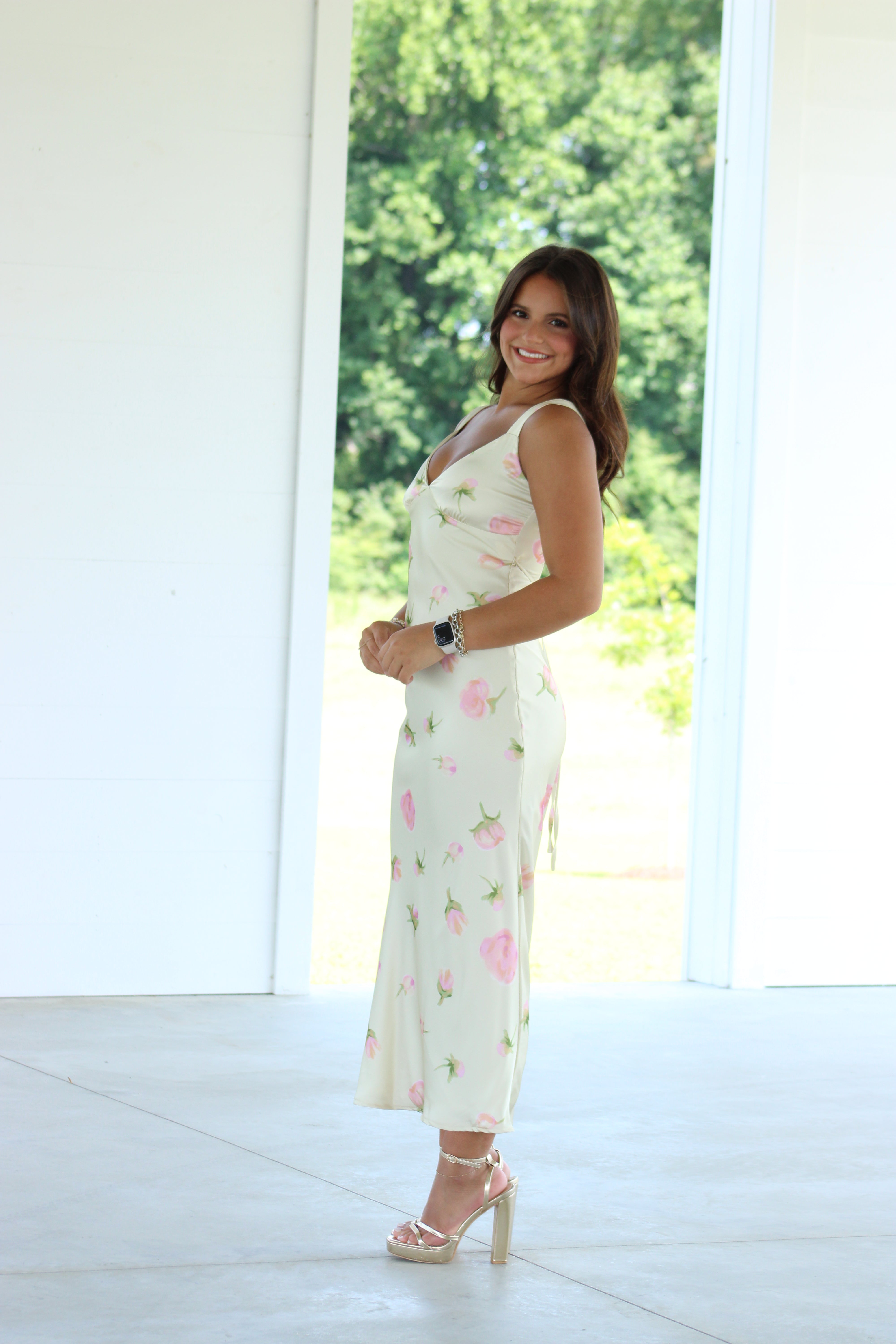 Molly Midi Dress - Cream Floral