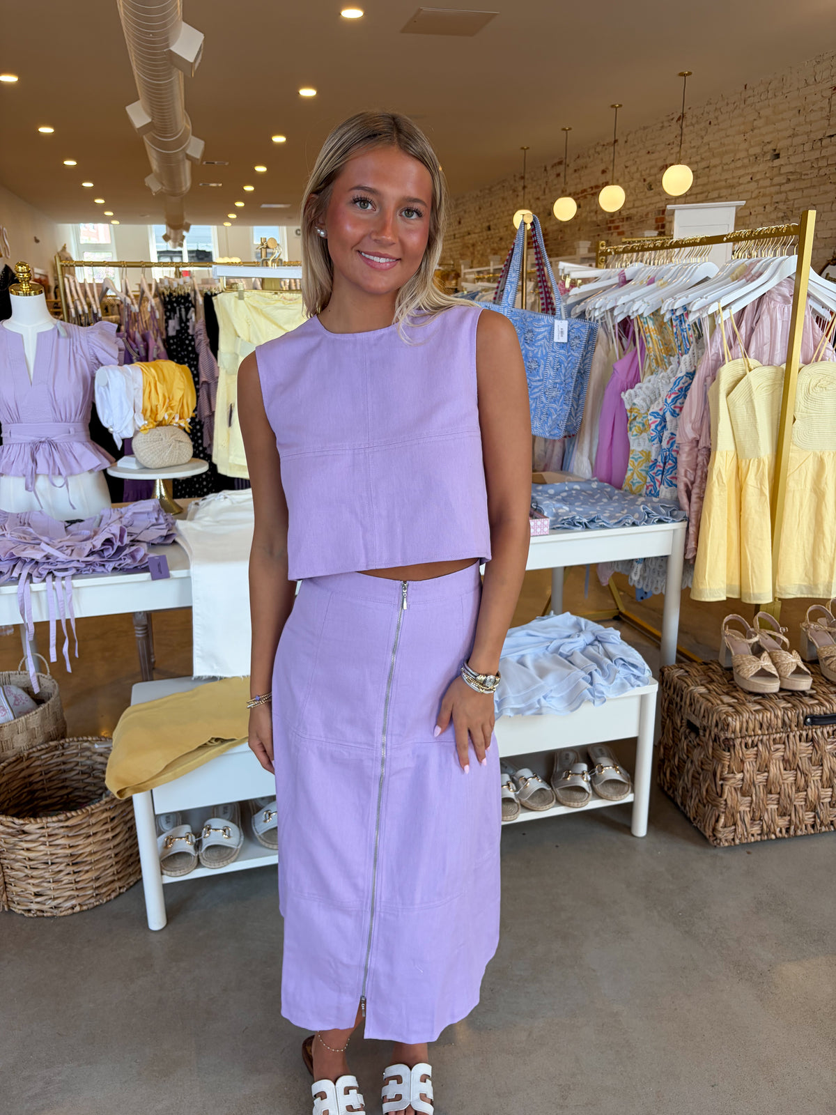Bella Denim Top & Skirt Set - Lavender