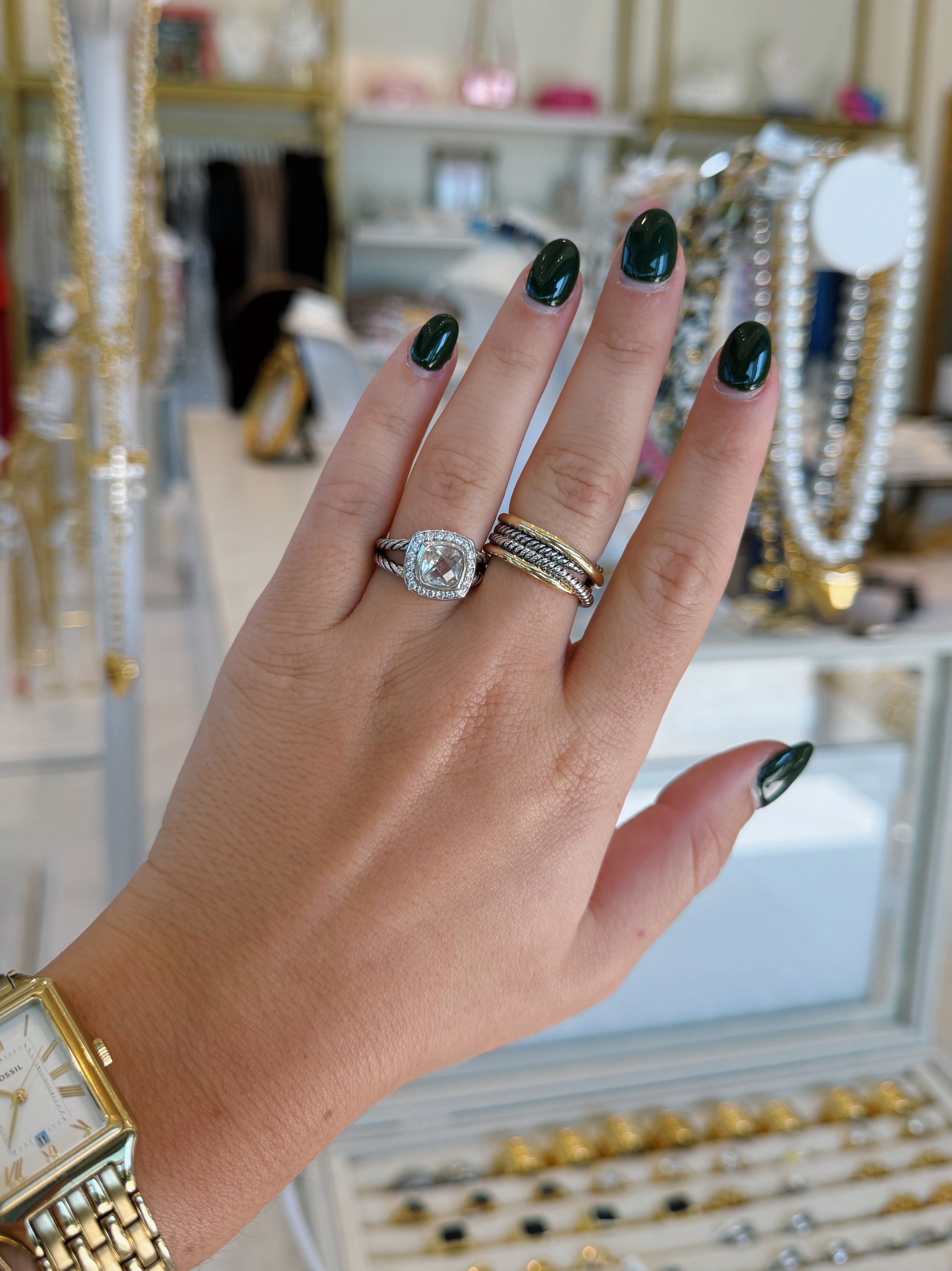Clear Stone Wire Ring