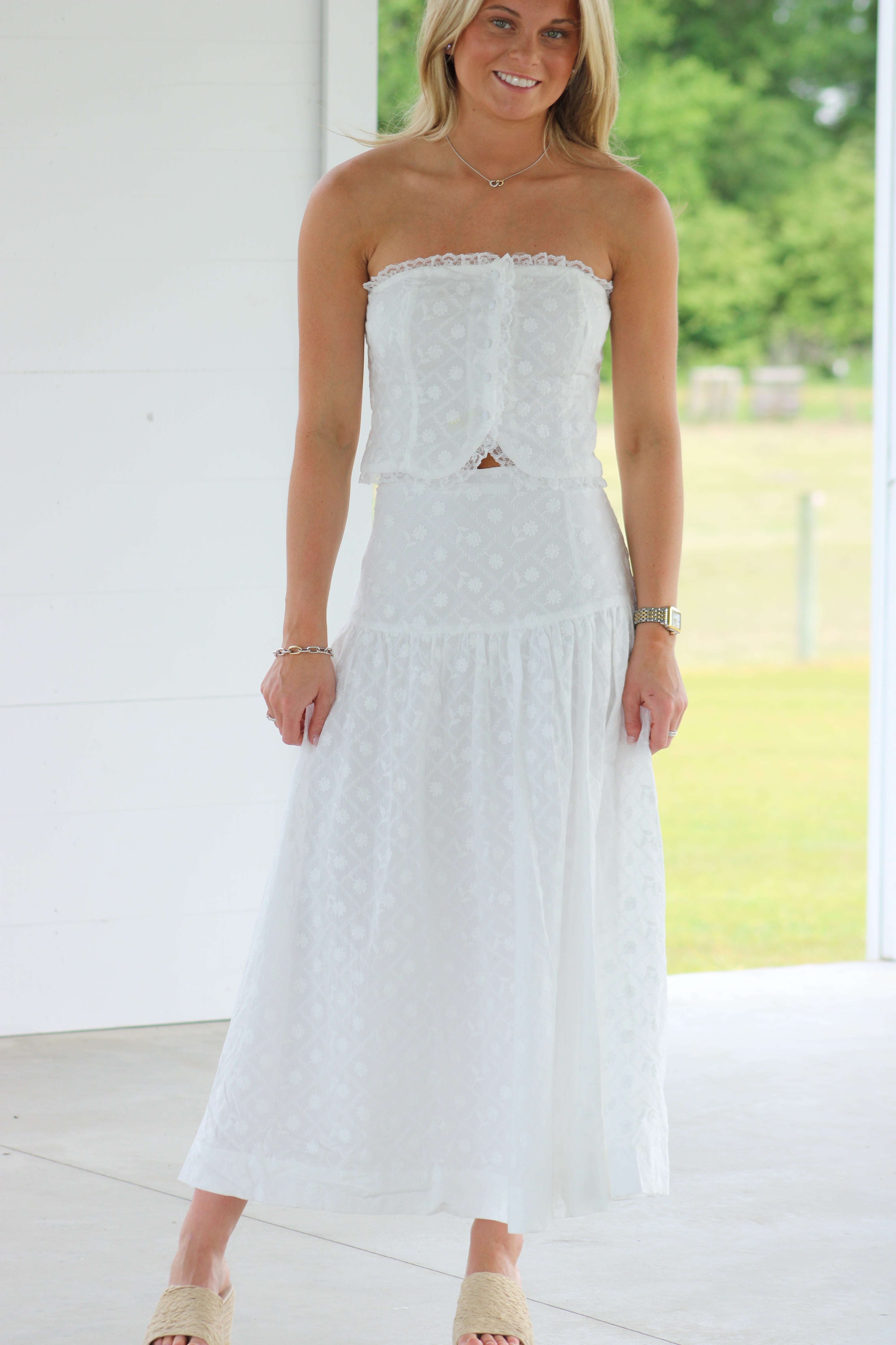 Summer In Italy Skirt Set - White Eyelet